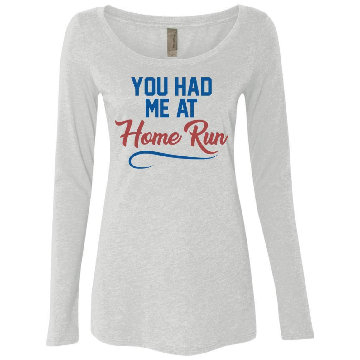 Home Run Ladies' Tri-Blend Long Sleeve Scoop Neck T-Shirt - Soft Baseball Tee for Women - Perfect for Game Day, Casual Wear & Sports Outfits