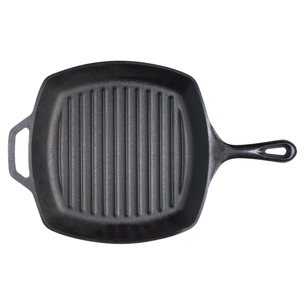 Premium 26cm Cast Iron Square Grill Pan - Heavy Duty, Non-Stick & Even Heat Distribution - Perfect for Steaks, Burgers, Vegetables & Indoor/Outdoor Cooking