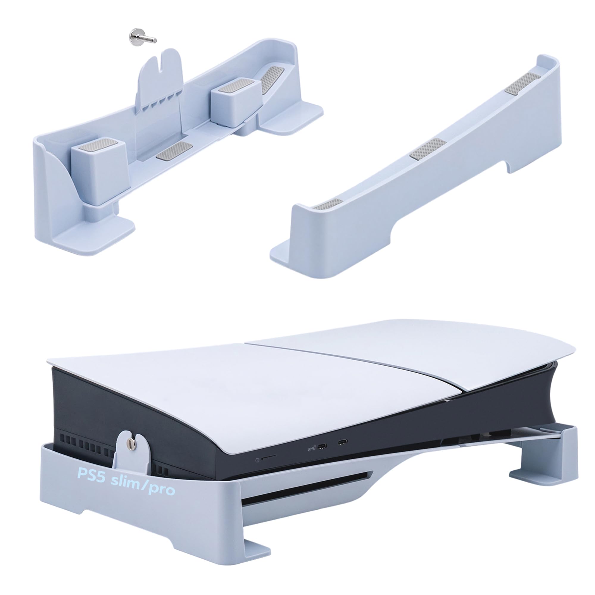 PS5 Slim & PS5 Pro Horizontal Stand Holder - Universal Console Stand Base for Sony PlayStation 5 Slim/Pro (Not for Original PS5) - Perfect for Gaming Setup & Space-Saving Storage