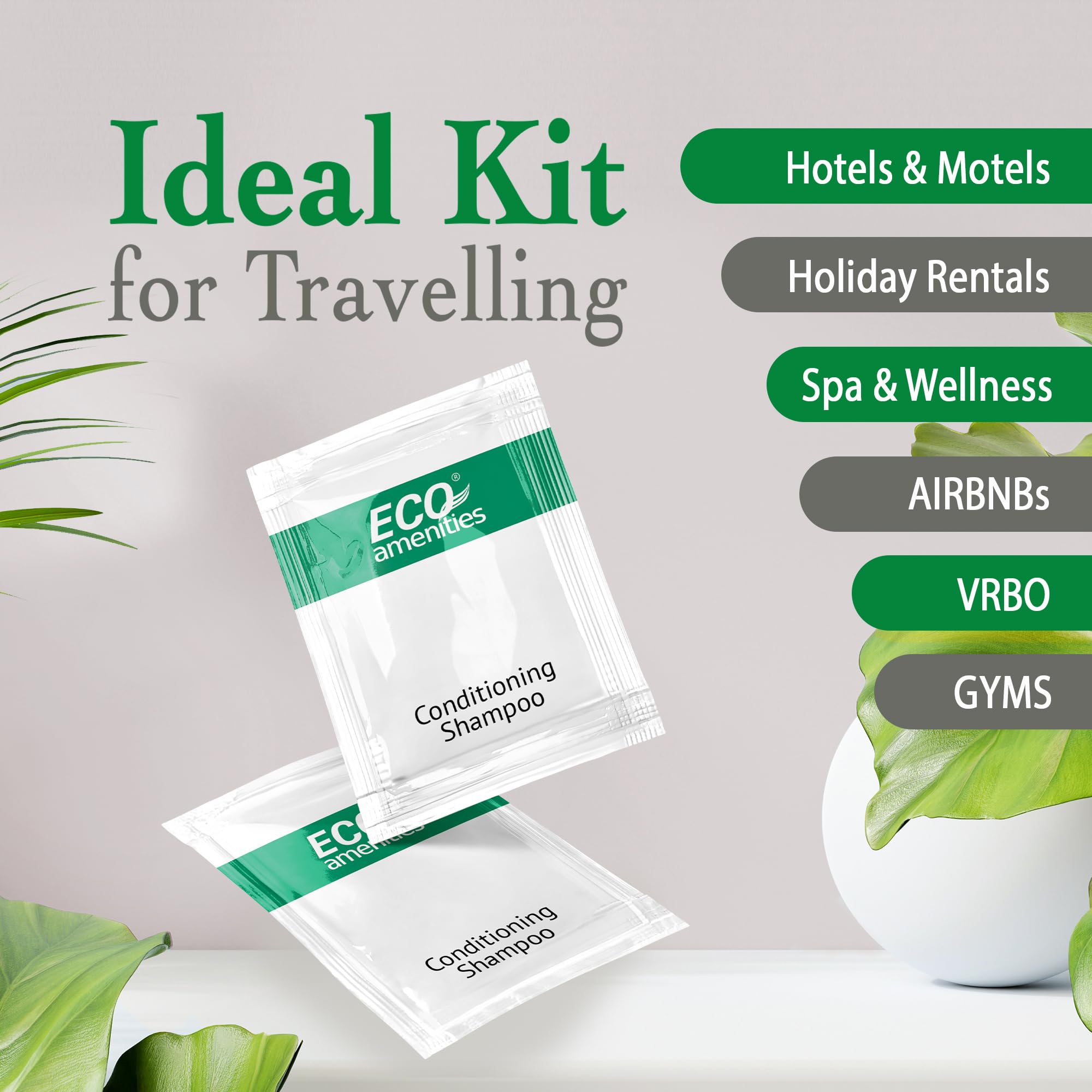 Bulk ECO Sachet Individually Wrapped Travel Toiletries - 100 Pack Mini Hotel Shampoo & Conditioner 2-in-1 (10ml Each) | Perfect for Hotels, Gyms, Travel Kits & Guest Amenities