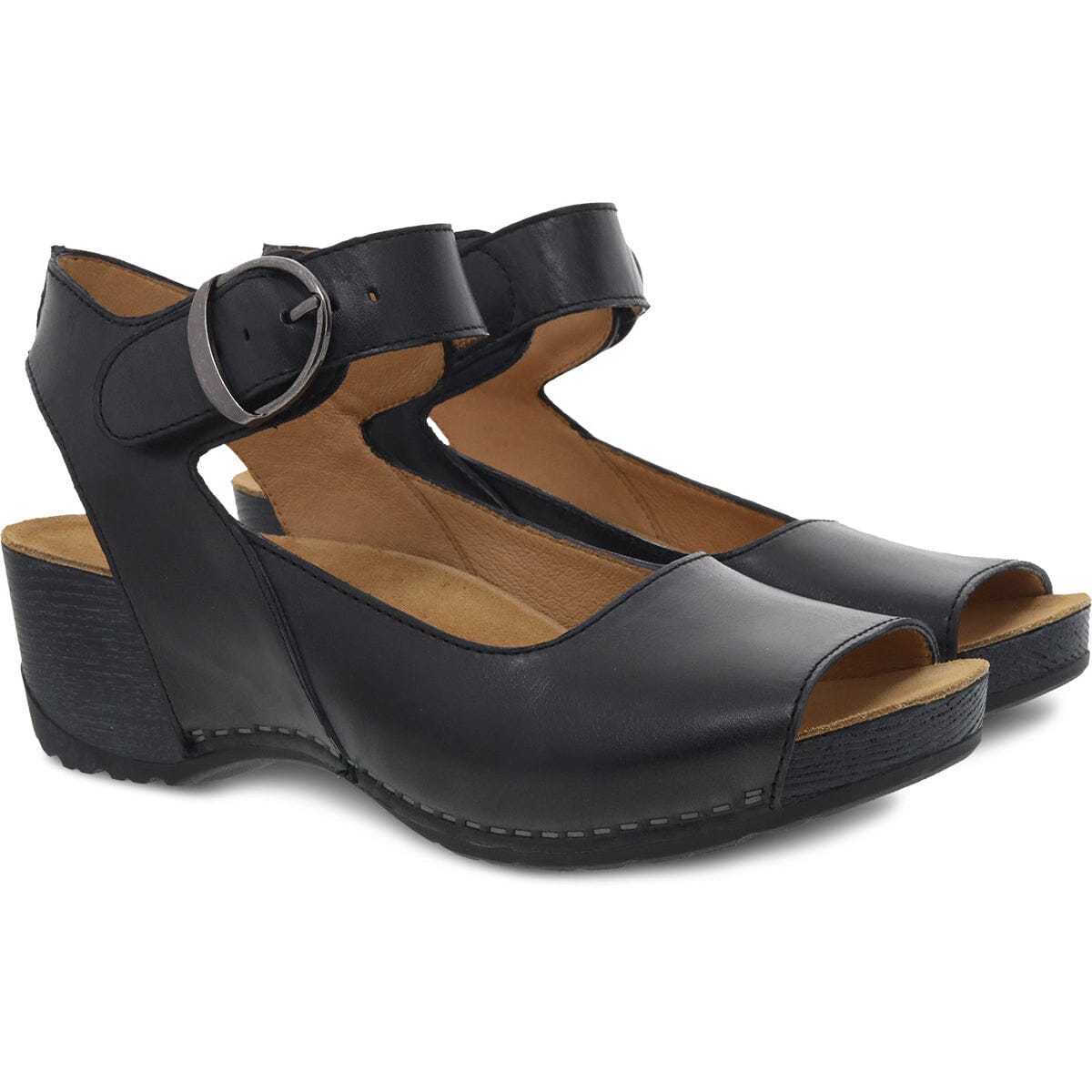 DANSKO TIANA Black Burnished Leather Shoes - Women's Comfortable Slip-On Clogs for Nurses, Teachers & Healthcare Professionals (Final Sale)