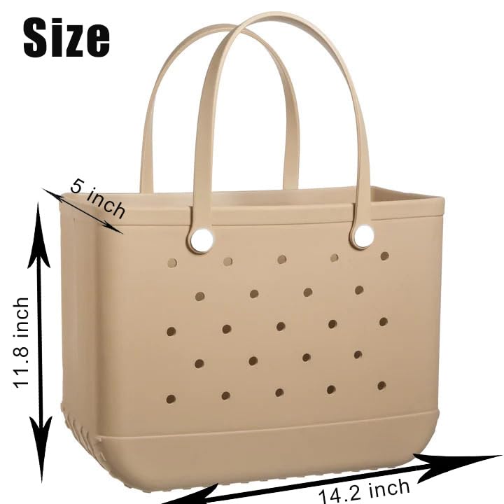 Waterproof Large Rubber Beach Tote Bag - Durable, Washable & Tip-Proof Open Tote for Beach, Pool, Boat & Sports | Perfect for Summer Travel, Swimming Gear & Outdoor Activities
