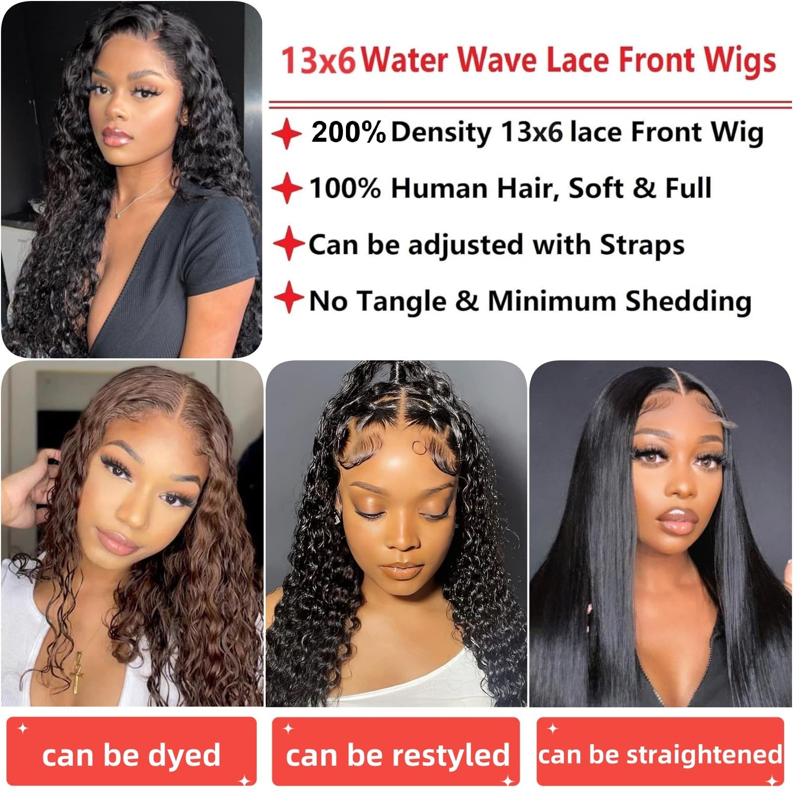 30 Inch Water Wave Lace Front Wigs Human Hair 200% Density 13x6 Wet and Wavy HD Transparent Lace Frontal Wig - Glueless Pre Plucked with Baby Hair for Black Women | Perfect for Daily Wear, Cosplay, and Special Occasions