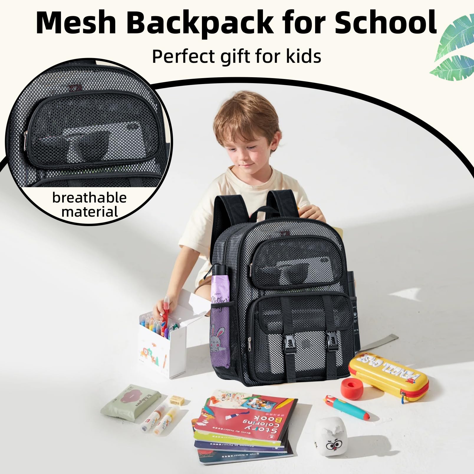Mesh Backpack for School, Heavy Duty Clear Transparent Backpack for Women & Men - Durable Student Backpack for Travel, Gym & Outdoor Activities (3 Sizes Available)