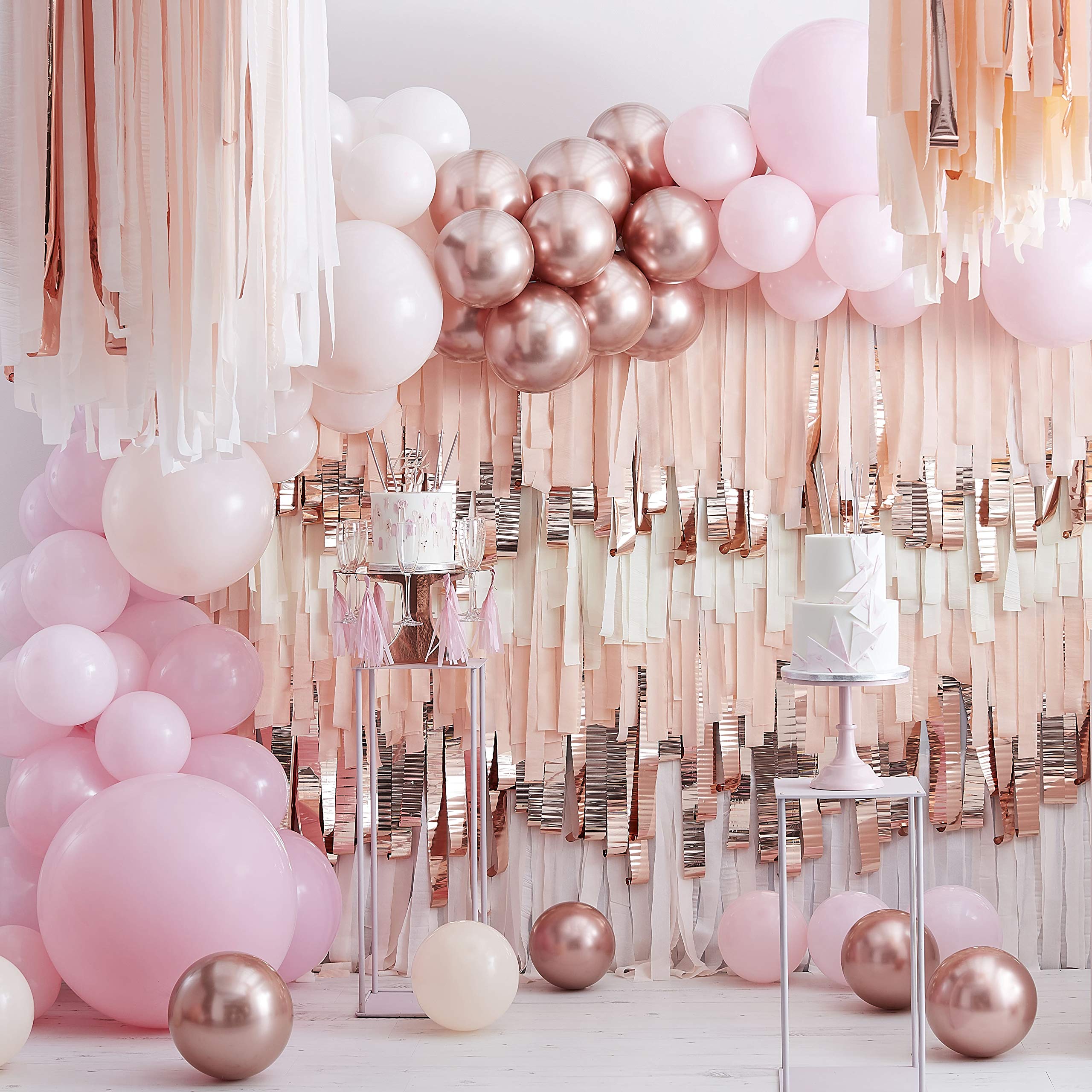 Ginger Ray 5 Inch Blush Pink & Rose Gold Chrome Party Balloons - 40 Pack | Elegant Wedding, Baby Shower & Birthday Party Decorations