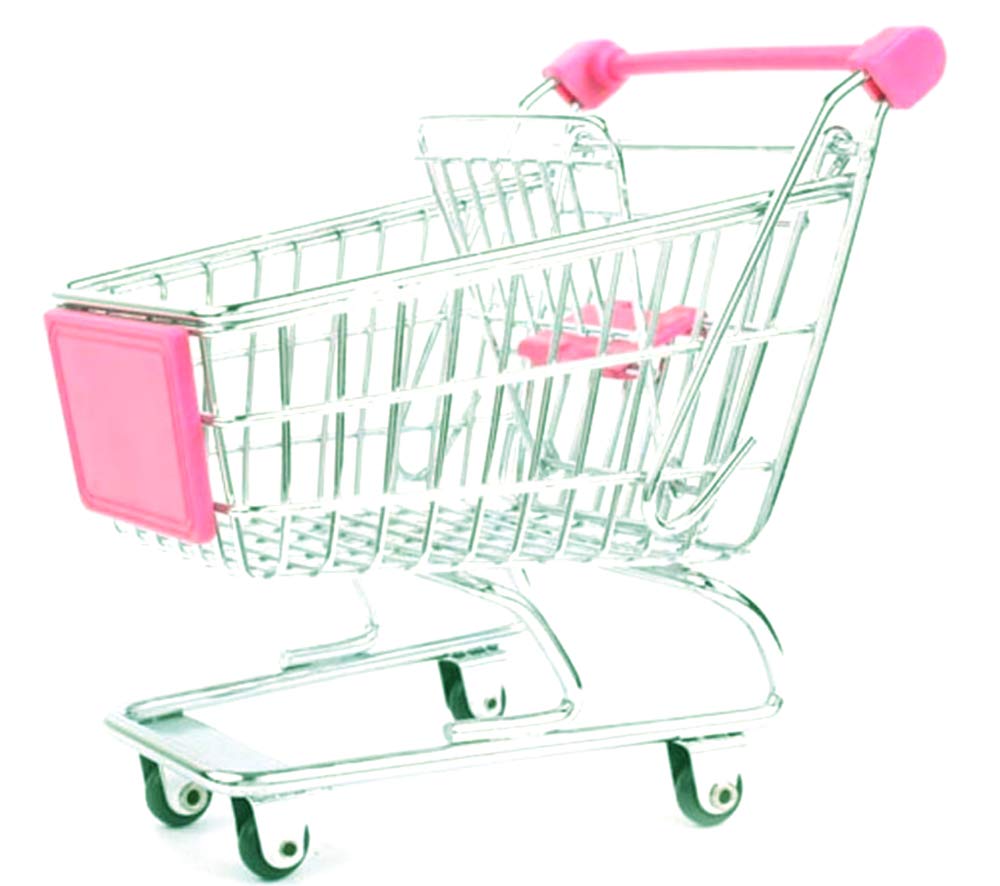 Mini Desktop Shopping Cart Organizer - Small Supermarket Cart for Office & Home Use - Light Pink - Perfect for Organizing Supplies, Toys, and Crafts