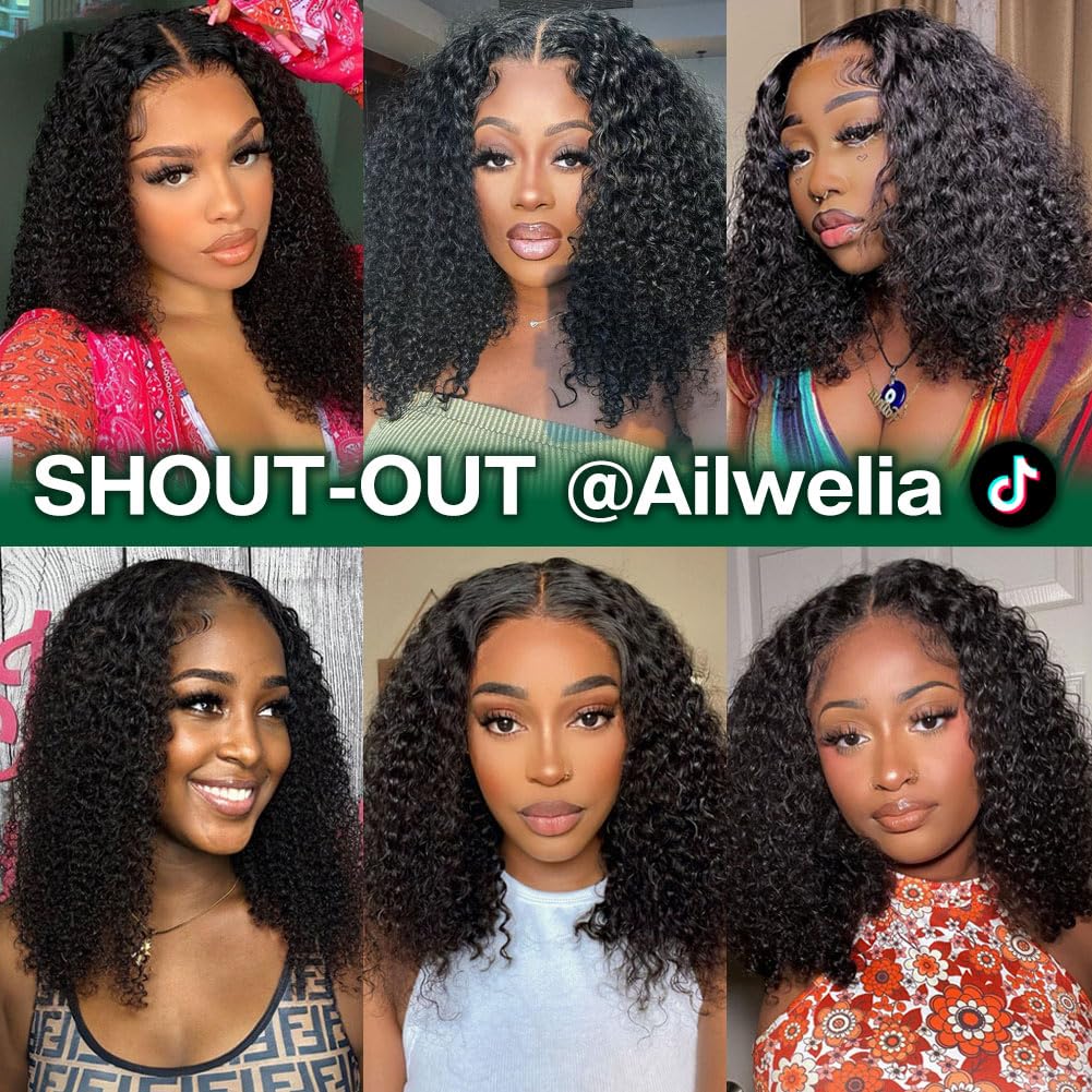 5x5 HD Lace Closure Curly Bob Wig - Glueless Human Hair with Pre Plucked & Pre Cut | Short Jerry Curl Wig 200 Density 14 Inch for Black Women | Perfect for Daily Wear, Parties & Protective Styling