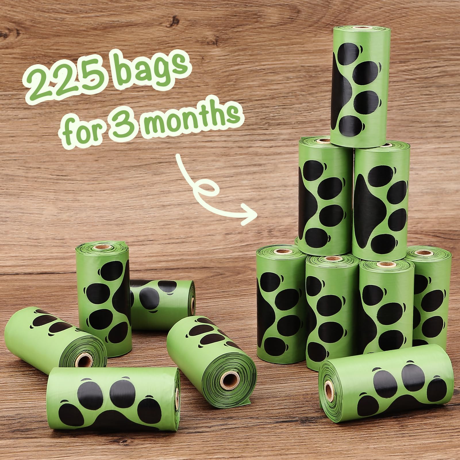 Eco-Friendly Dog Poop Bags - 225 Count Unscented Waste Bags, 15 Refill Rolls (9x13 Inch) for Small & Large Dogs | Durable, Leak-Proof PobbY Doggy Bags for Walking, Park Visits & Backyard Cleanup
