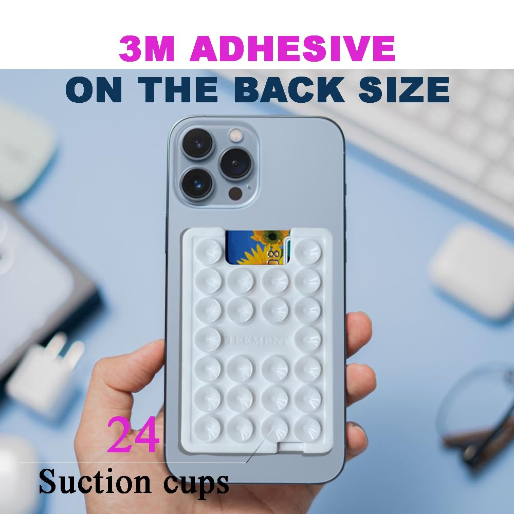 Sticky Silicone Suction Phone Card Holder Mount - Wallet Case for iPhone & Android - Hands-Free Shower Mirror Mount for TikTok Videos & Selfies (Hot Pink) - Perfect for Driving, Bathroom, Gym & Outdoor Activities