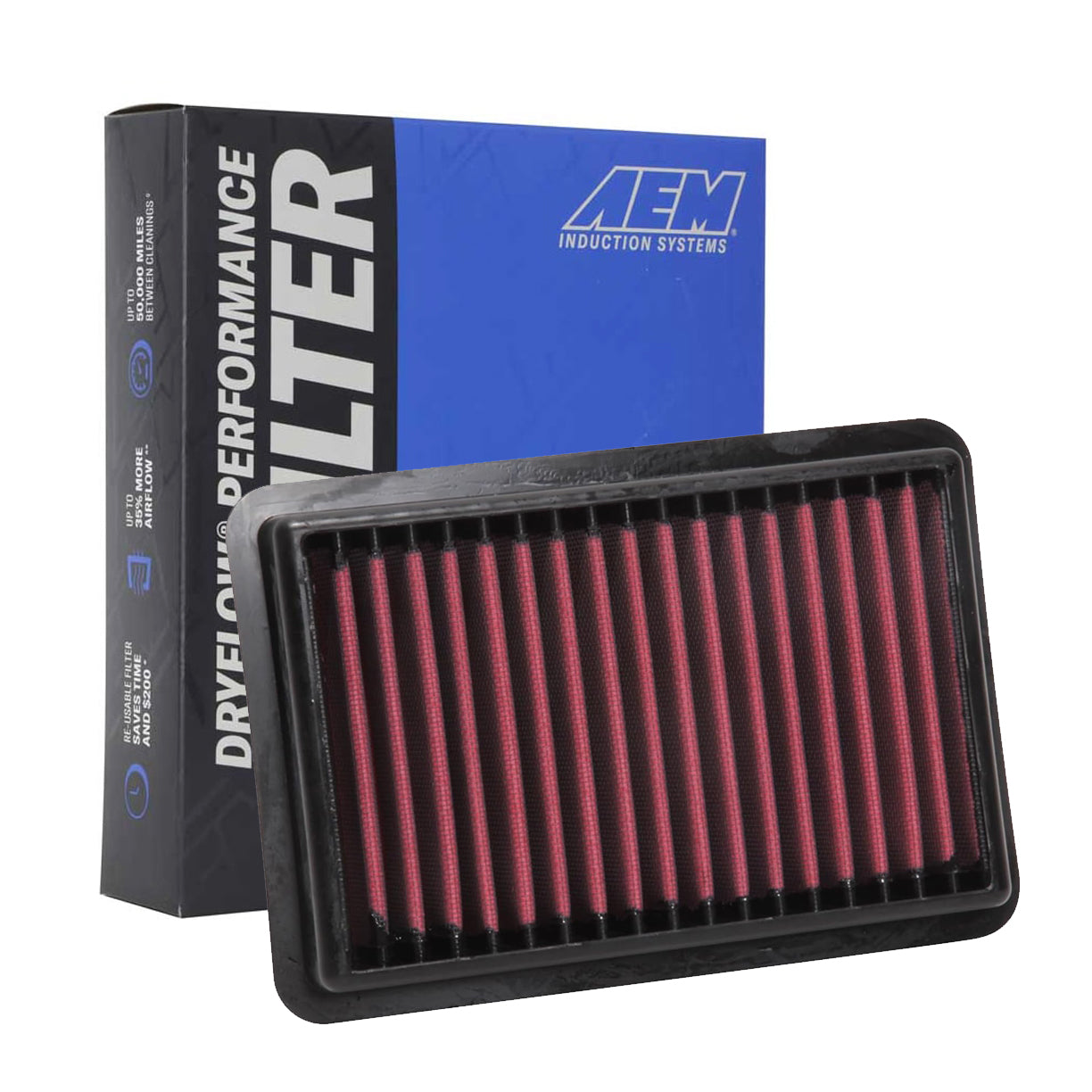 AEM 28-50070 Dryflow Washable Air Filter - High Performance Reusable Air Filter for Cars, Trucks & SUVs - Perfect for Off-Roading, Racing & Daily Driving
