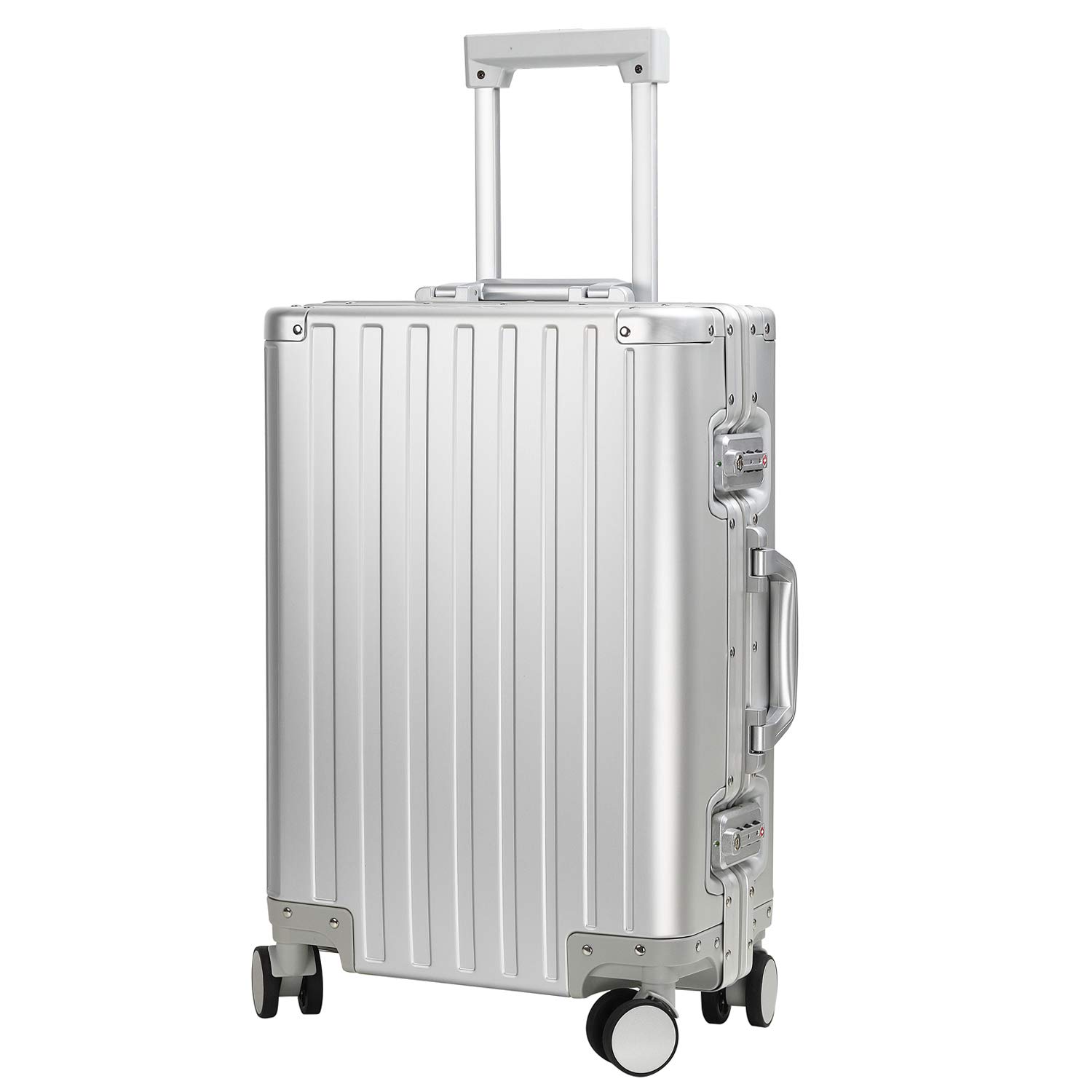 Lightweight Aluminum Hardside Carry-On Luggage - 20 Inch Silver Cabin Suitcase for Air Travel, Business Trips & Weekend Getaways