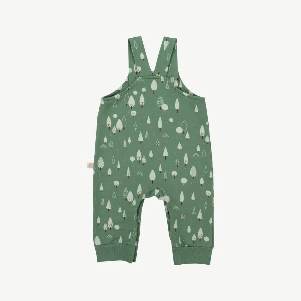Organic Pima Cotton French Terry Overalls for Women - Red Caribou Winter Green - Cozy Loungewear for Winter & Casual Outings