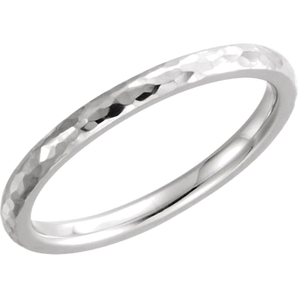 Bonyak Sterling Silver 3mm Half Round Hammered Wedding Band Ring - Size 16 - Timeless Jewelry for Men & Women - Perfect for Anniversaries, Engagements and Everyday Wear