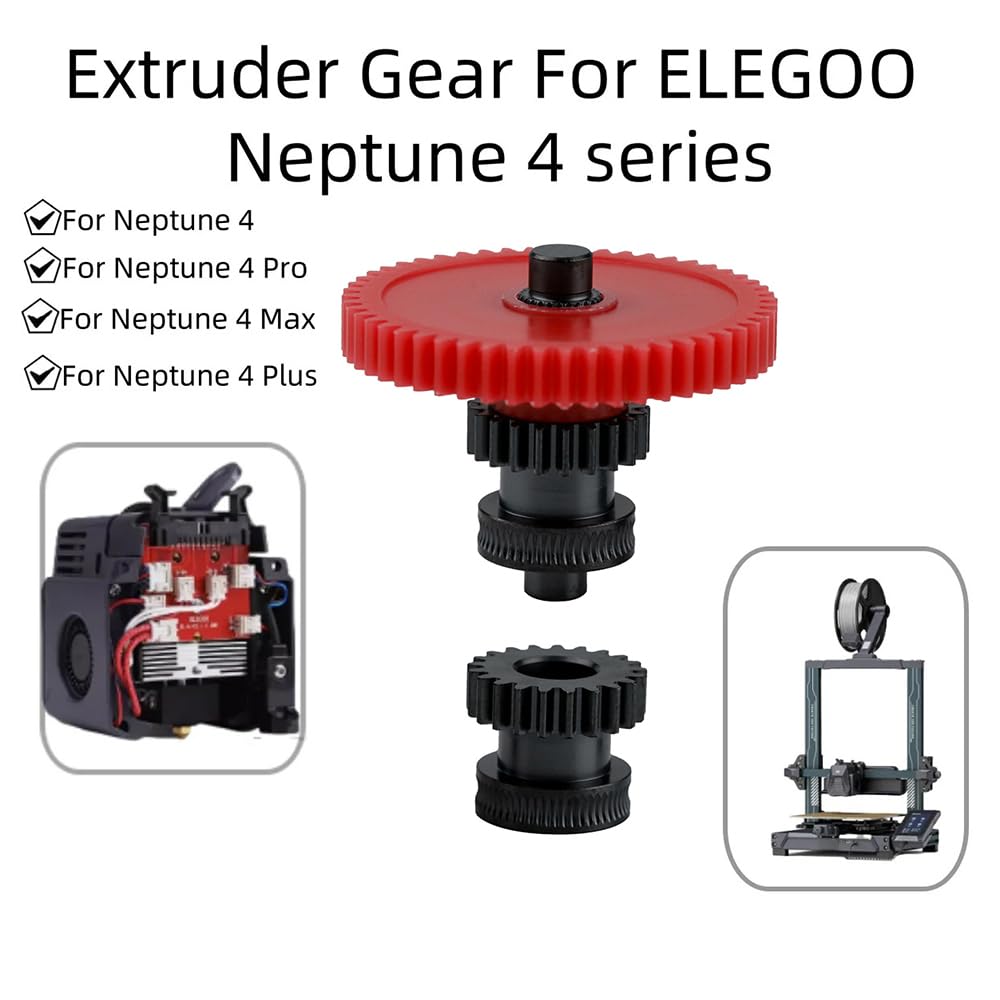 Hardened Steel Dual Gear Extruder Kit for Elegoo Neptune 4/Pro/Plus/Max 3D Printers - Precision Bearings & One Shaft Design - Upgrade Replacement Part for Smooth Filament Feeding & Consistent Printing