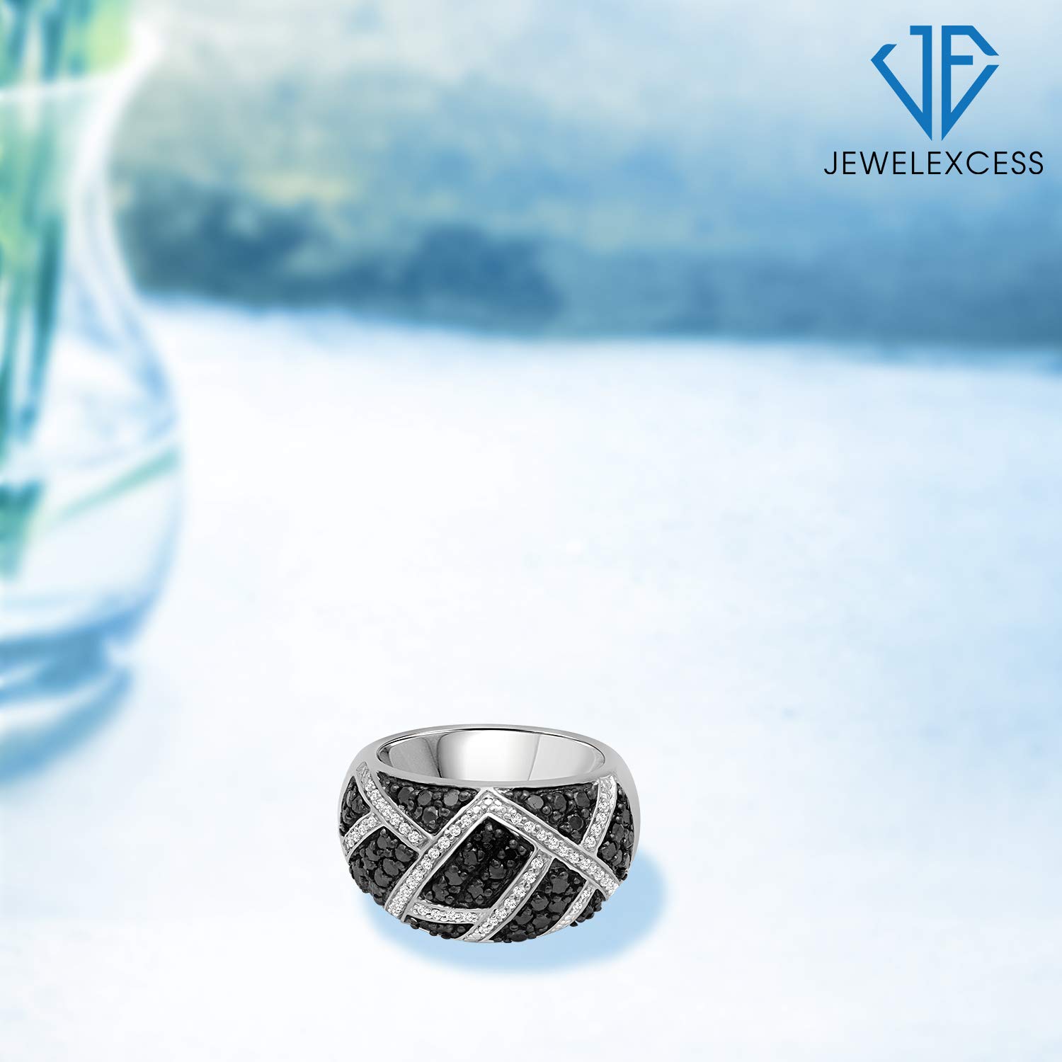 Sterling Silver 1 Carat Black & White Diamond Ring for Women | Elegant Everyday Jewelry | Perfect for Weddings, Anniversaries & Special Occasions