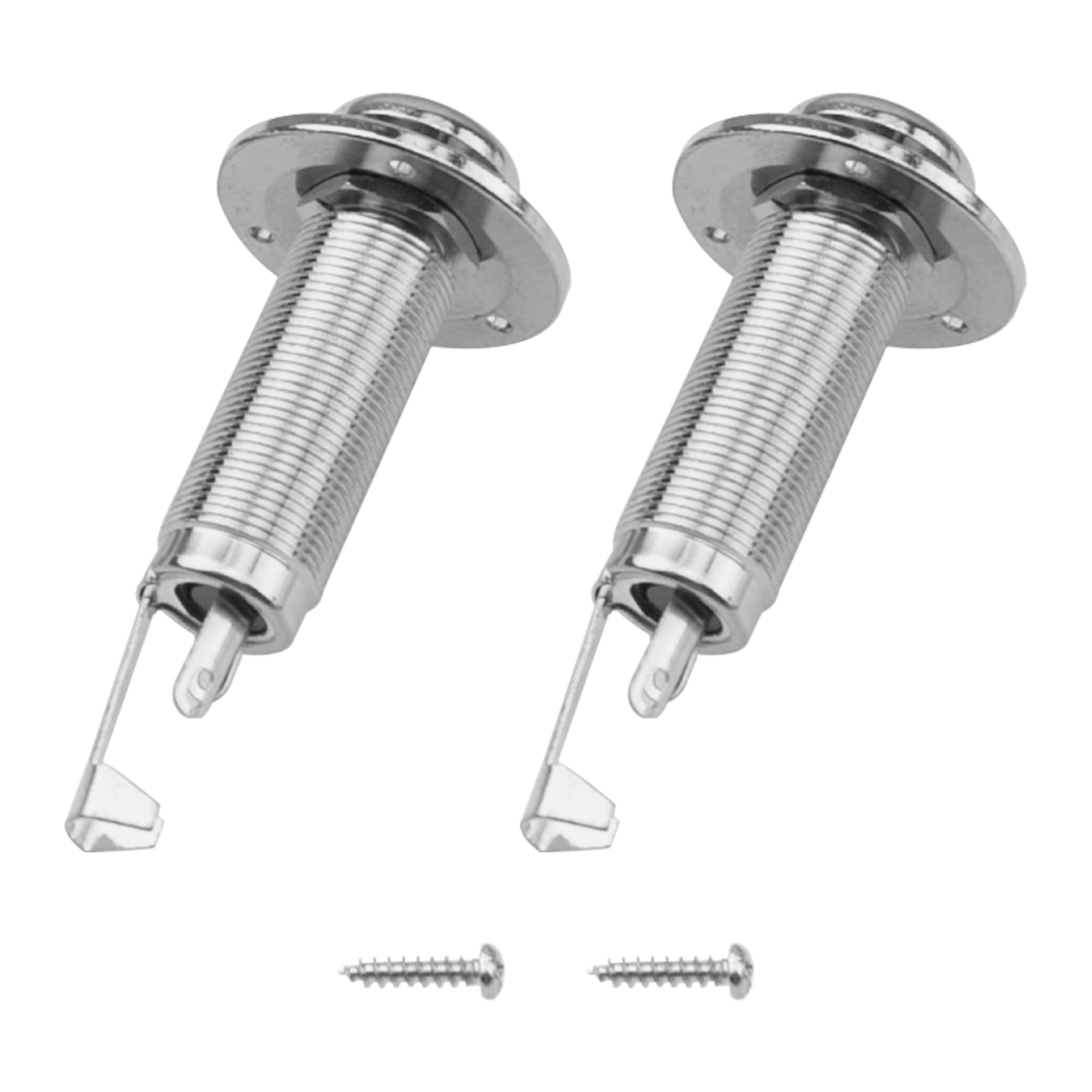 2Pcs Yootones 6.35mm Mono Endpin Jack for Electric & Acoustic Bass Guitar - Strap Button Output Jack Socket (Silver) - Perfect for Stage Performances & Home Studio Recordings