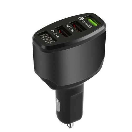 7.2A QC 3.0 Fast Car Charger with LED Voltage Display - 3-Port USB Charger for Android, iPhone, iPad - Perfect for Road Trips & Daily Commute