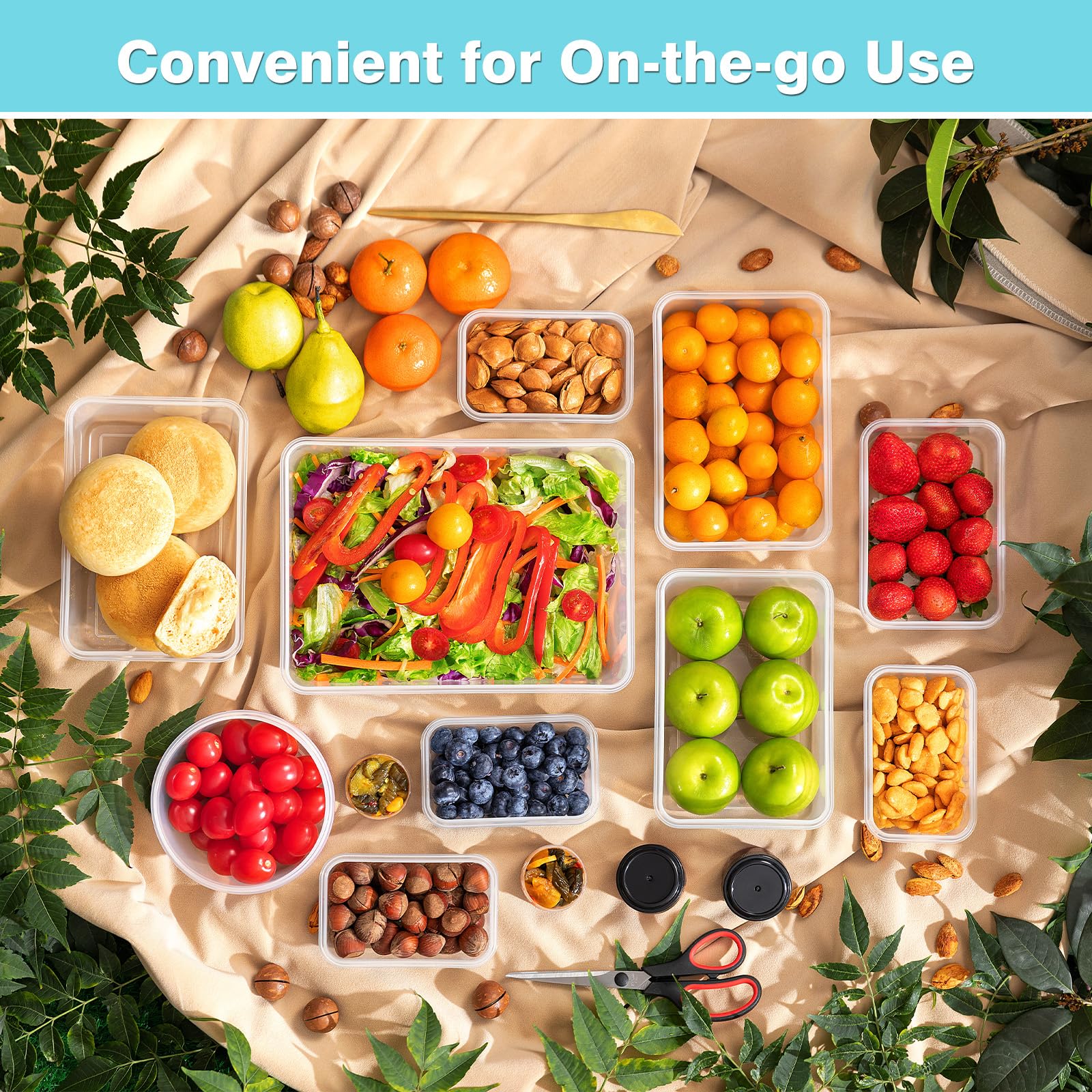 KAGUYA 36-Piece BPA-Free Plastic Food Storage Containers Set with Lids (1.4-85 Oz) - Leakproof, Microwave & Freezer Safe - Pantry Organization & Meal Prep Containers for Kitchen, Office, and Picnics