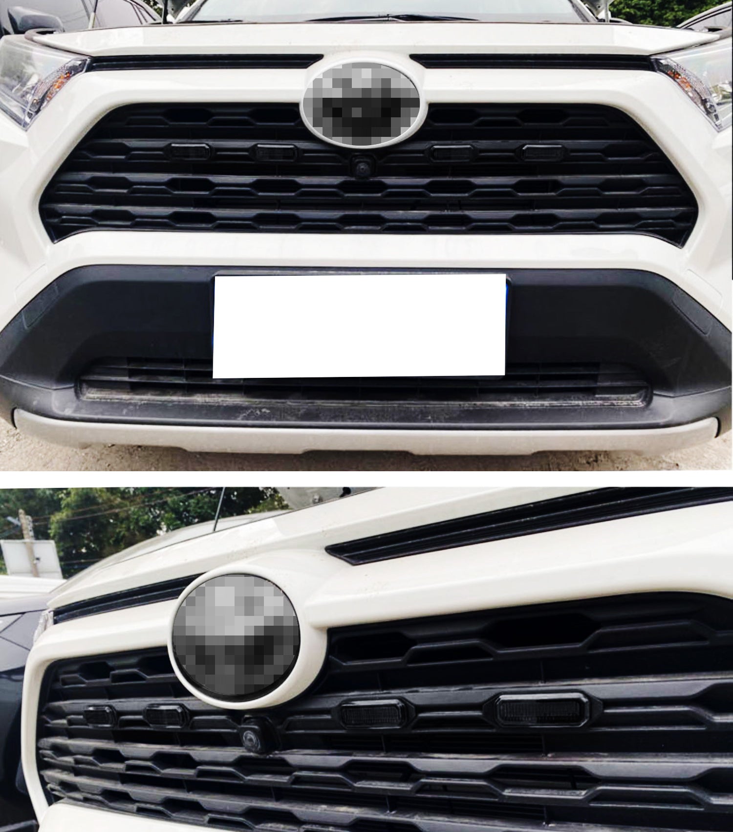 4-Piece Smoked TRD Style Front Grille with Amber LED Lights for 2019-2024 Toyota RAV4 | Off-Road & Night Driving Enhancement