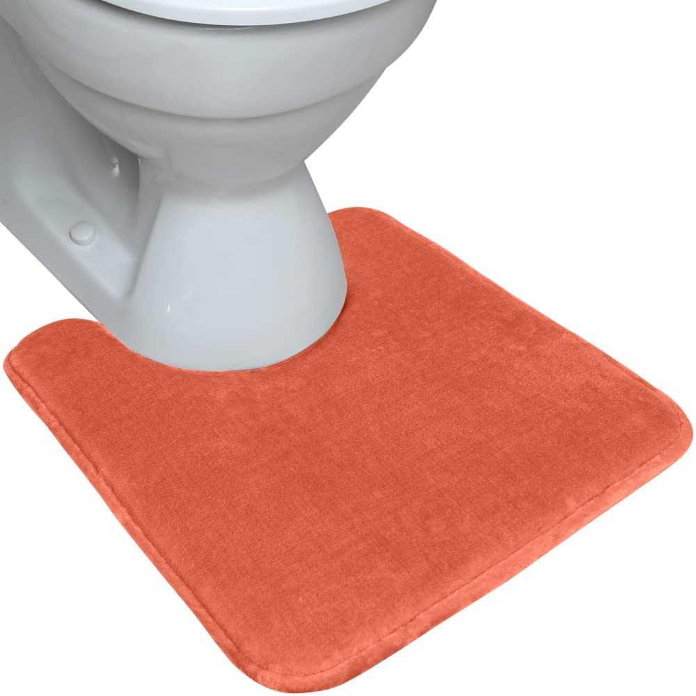 Gorilla Grip Thick Memory Foam Bathroom Rug - Ultra Soft Absorbent Velvet Toilet Mat with U-Shape Contour, Machine Washable Non-Slip Floor Mat for Bathroom, 22.5x19.5 Inches, Coral - Perfect for Bathroom Safety and Comfort, Adds Luxury to Your Home Decor