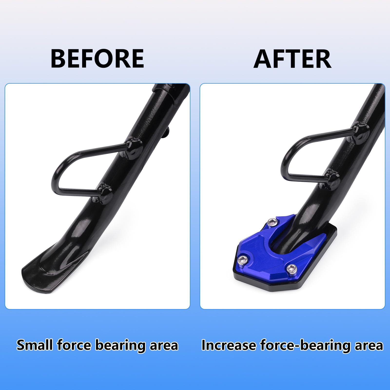 Motorcycle Kickstand Plate - Aluminum Alloy Anti-Sinking Pad for Outdoor Parking (Blue)