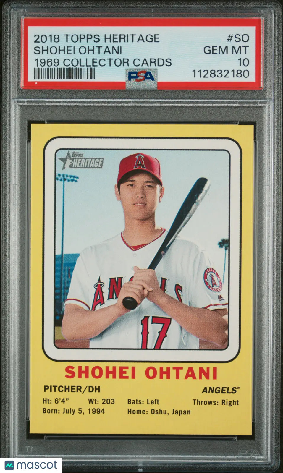 2018 Topps Heritage Baseball 1969 Collector Cards Shohei Ohtani RC PSA 10 - Rare Mint Condition Baseball Trading Card for Collectors & Sports Fans - Perfect for Display, Investment & Memorabilia Collections