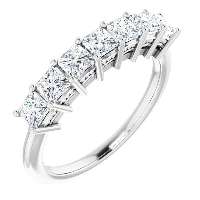 1.26 Carat Princess Cut Diamond Wedding Band - 7 Stone Anniversary Ring for Women, Elegant Bridal Jewelry, Perfect for Engagement, Proposal & Special Occasions