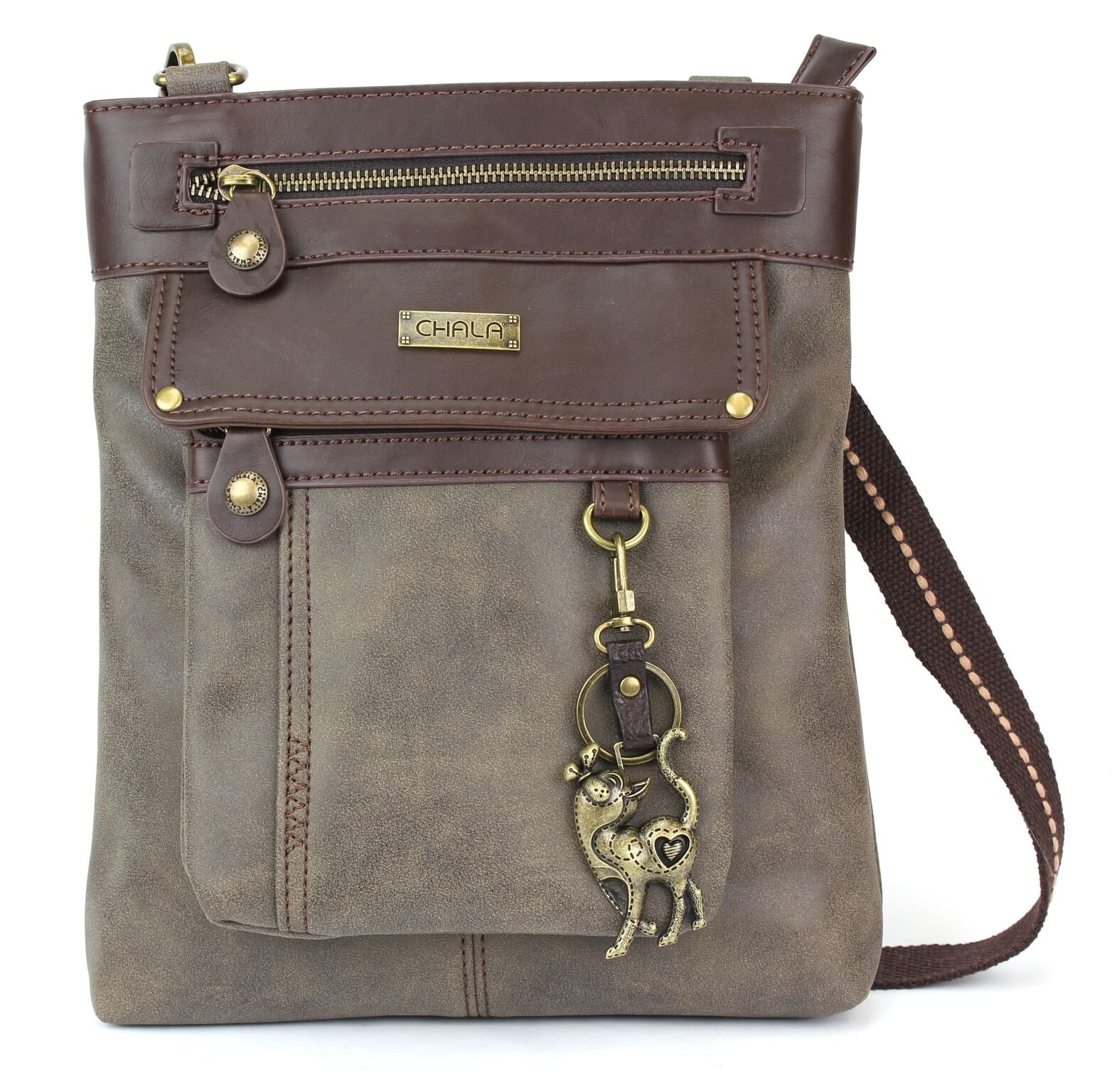CHALA GEMINI Crossbody Bag for Women - Stylish Canvas Messenger Purse with Adjustable Strap, Stone Grey - Perfect for Travel, Work & Everyday Use