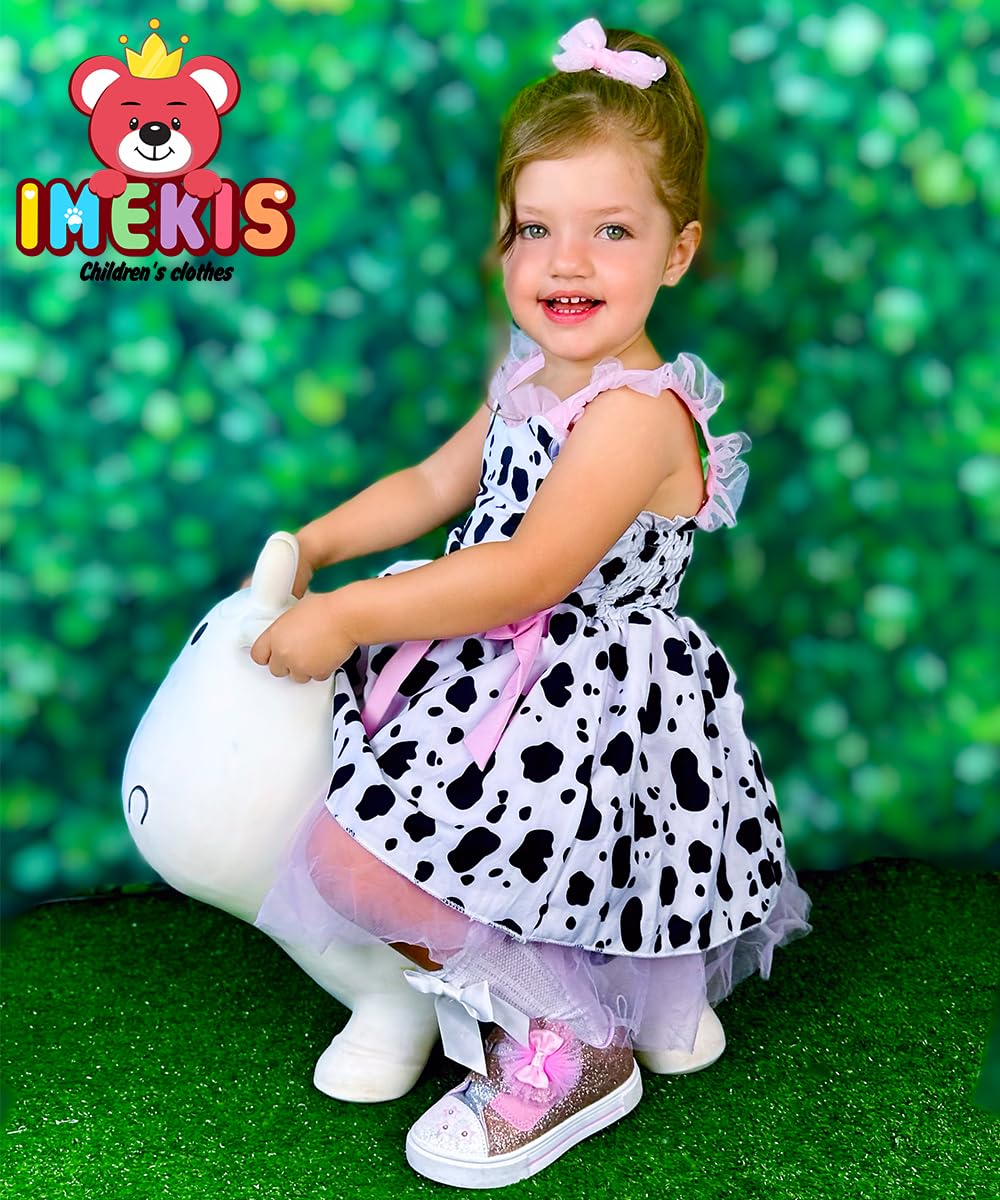 IMEKIS Toddler Girls Birthday Dress - Cow Strawberry Floral Tulle Princess Party Dress for Summer, Cake Smash & Photo Shoot | Perfect for Birthday Parties, Photoshoots & Special Occasions