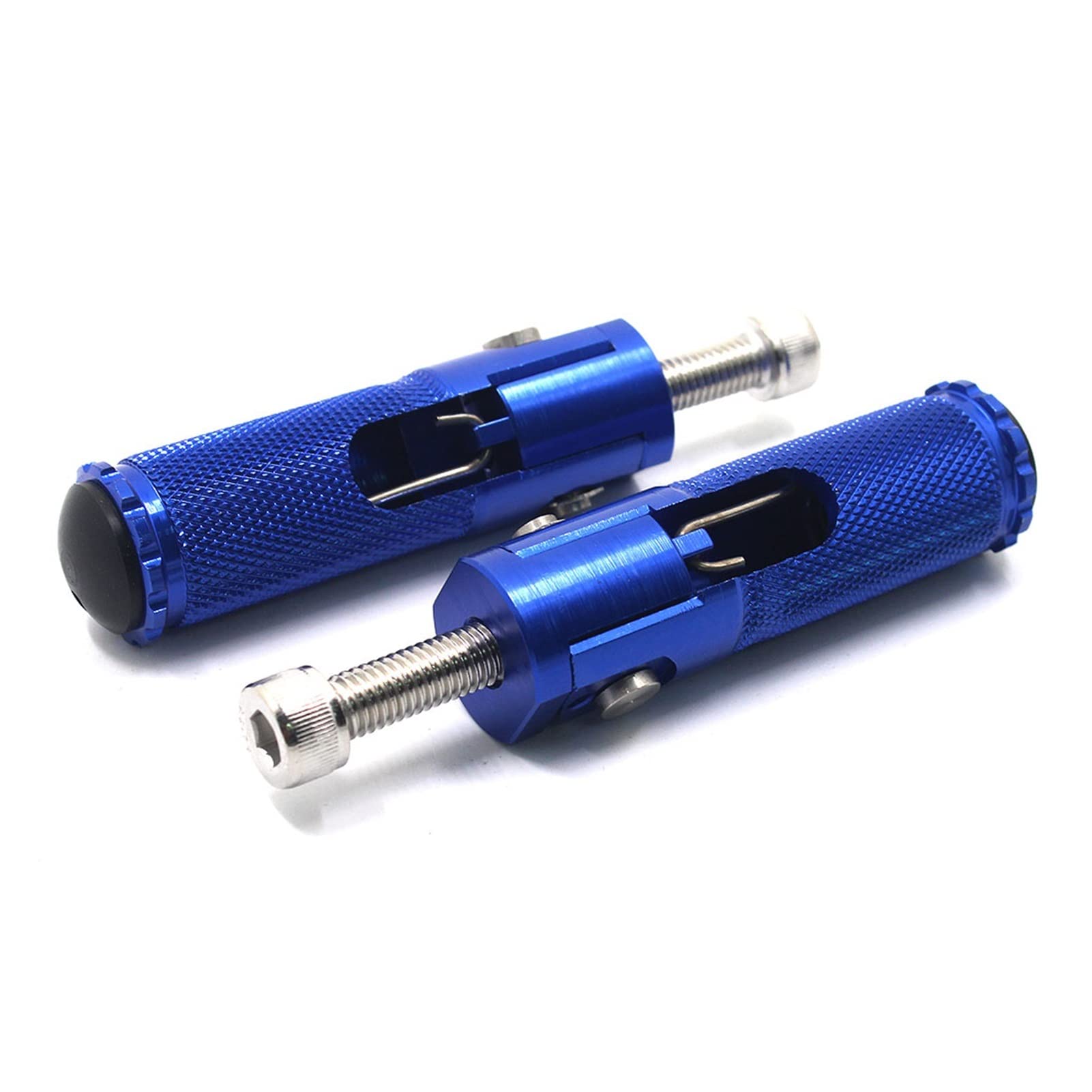 Universal Motorcycle Racing Folding Footpegs - CNC Replacement Footrests for Sport Bikes (Blue) - Durable Rear Pedals for Track Racing & Street Riding
