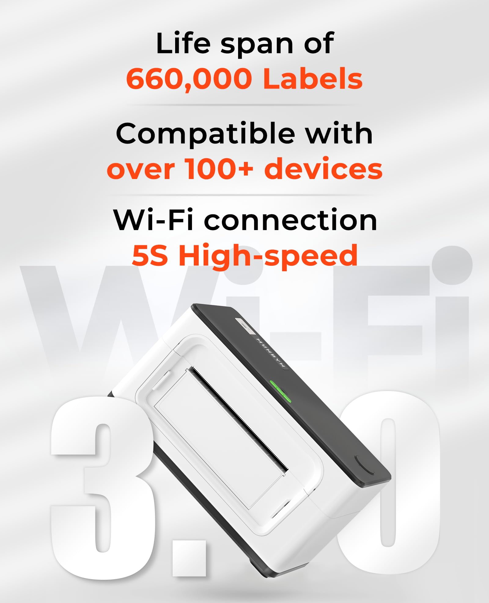 MUNBYN Wireless Wi-Fi Thermal Label Printer for Shipping - Compatible with AirPrint, iPhone, iPad, MacOS, Android & Windows - No Ink Needed, Fast Clear Printing for Small Business, Etsy, eBay, USPS - Perfect for Home Office & E-commerce Shipping Labels