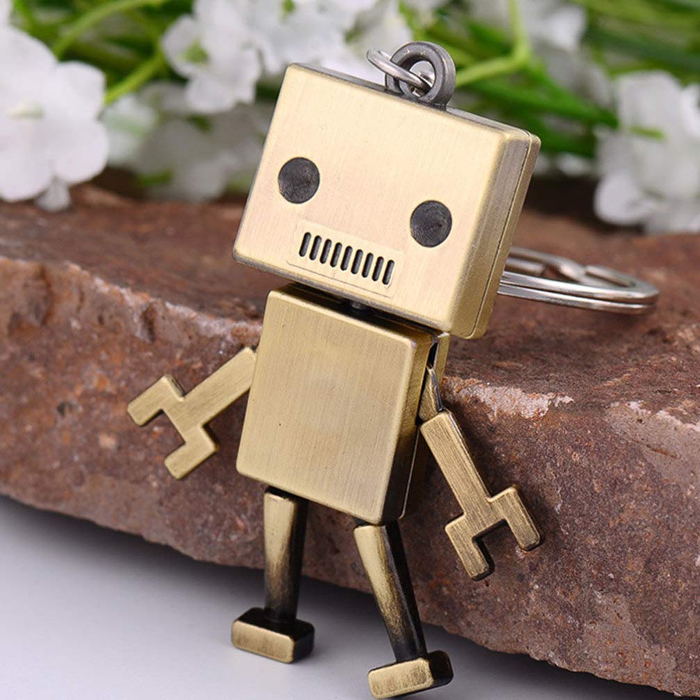 EXCEART 2 Pack Mini Robot Keychains - Creative Hanging Keyring Decor for Keys, Backpacks & Gifts (Bronze & Silver) | Perfect for Key Organization, Bag Accessories & Unique Gifts