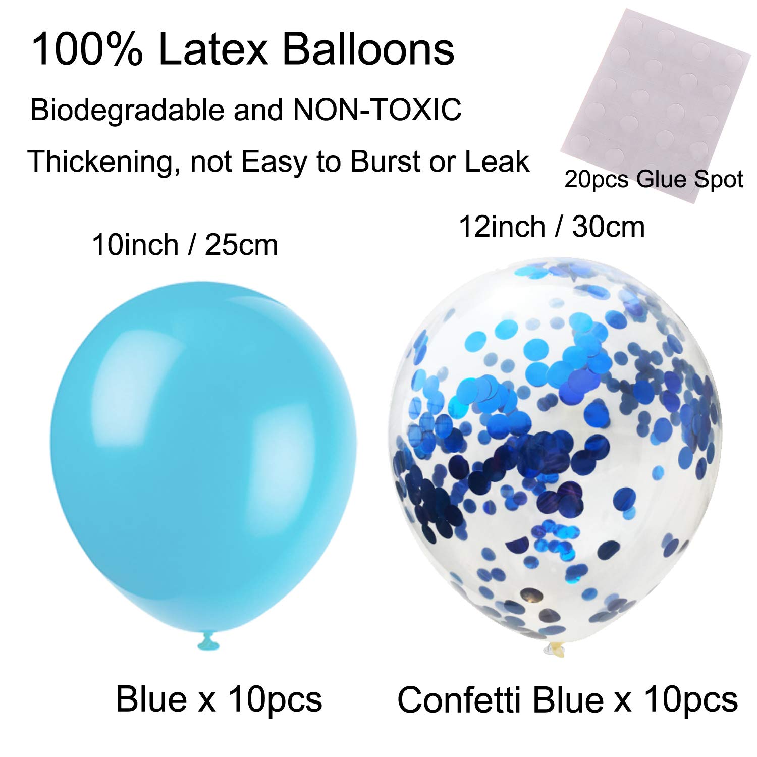 ZERODECO 12-Pack Blue Confetti Party Decorations Set - Hanging Paper Fans, Balloons, Pompoms & Bunting Flags for Graduation, Wedding, Birthday, Baby Shower Decor | Indoor & Outdoor Party Supplies