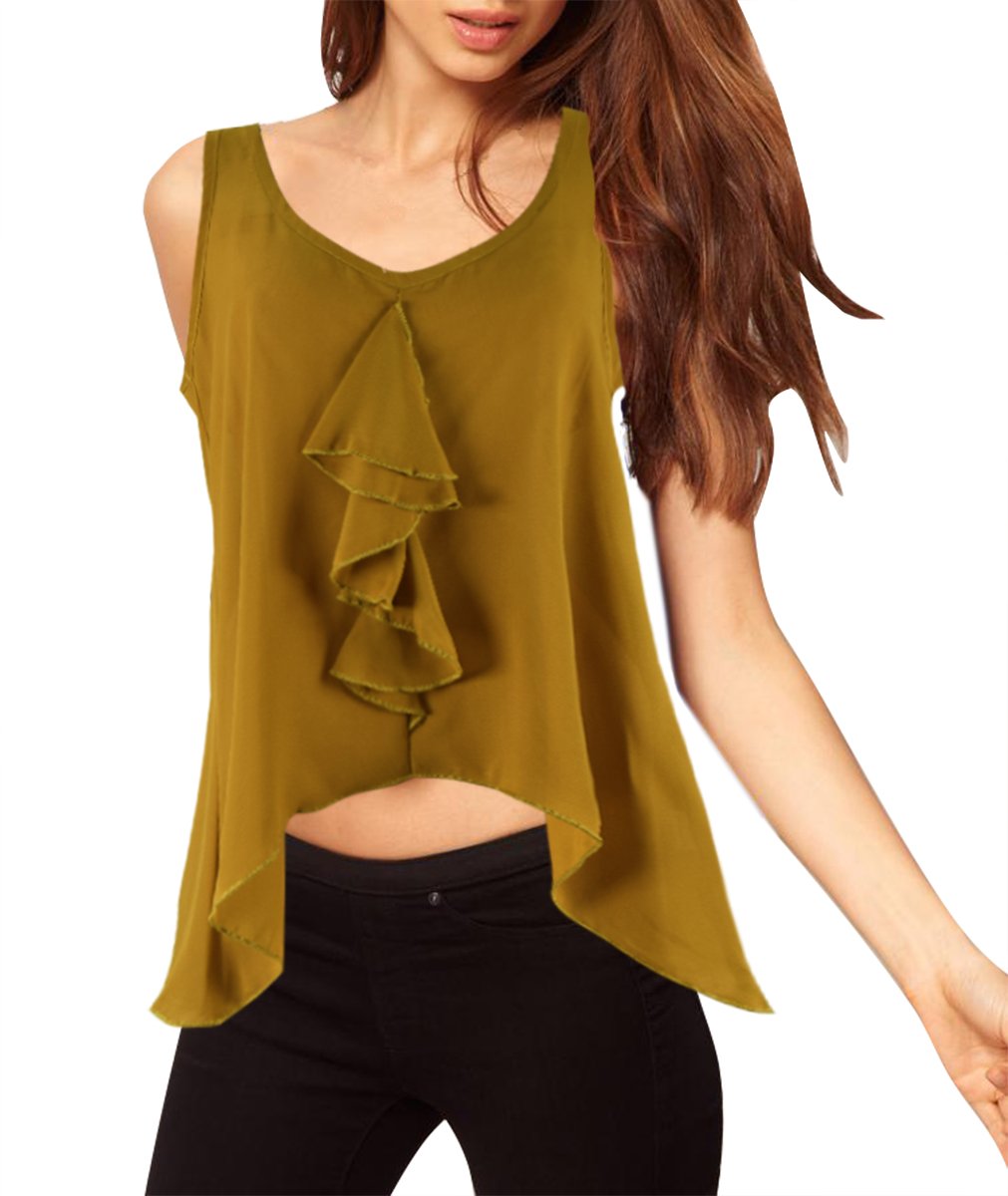 Vintage Sheer Light Summer Open Back Ruffle Evening Top Blouse for Women - Elegant Party Wear & Date Night Outfit
