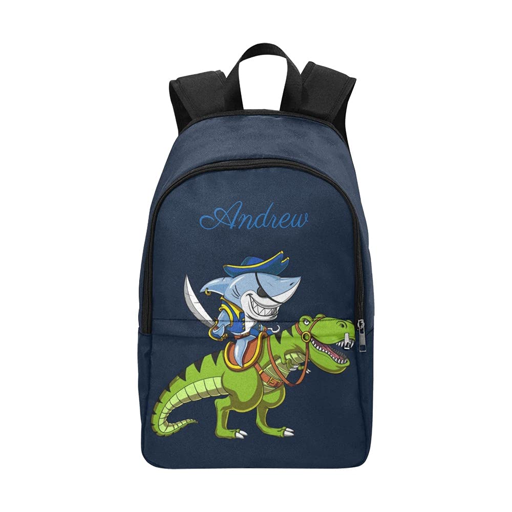 **Eiis Shark Pirate Riding Dinosaur Backpack - Personalized Casual Laptop Daypack for School, College & Travel - 17 Inch Unisex Backpack for Boys & Girls - Perfect for Daily Use, Outdoor Adventures & Gifts**