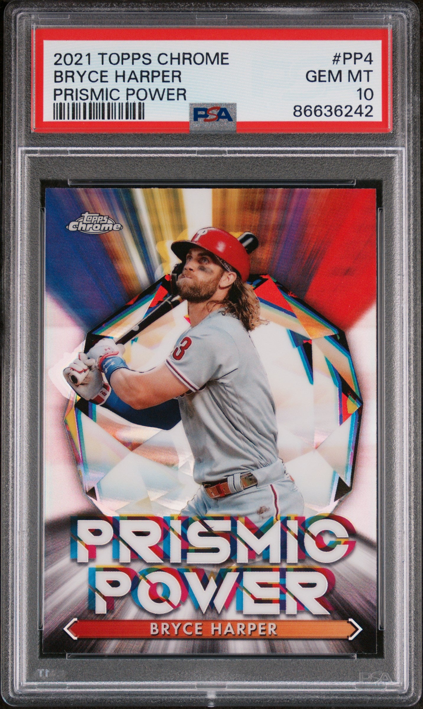 2021 Topps Chrome Prismic Power Bryce Harper #PP4 PSA 10 Gem Mint Baseball Card - Perfect for Collectors, Investors & Sports Memorabilia Enthusiasts