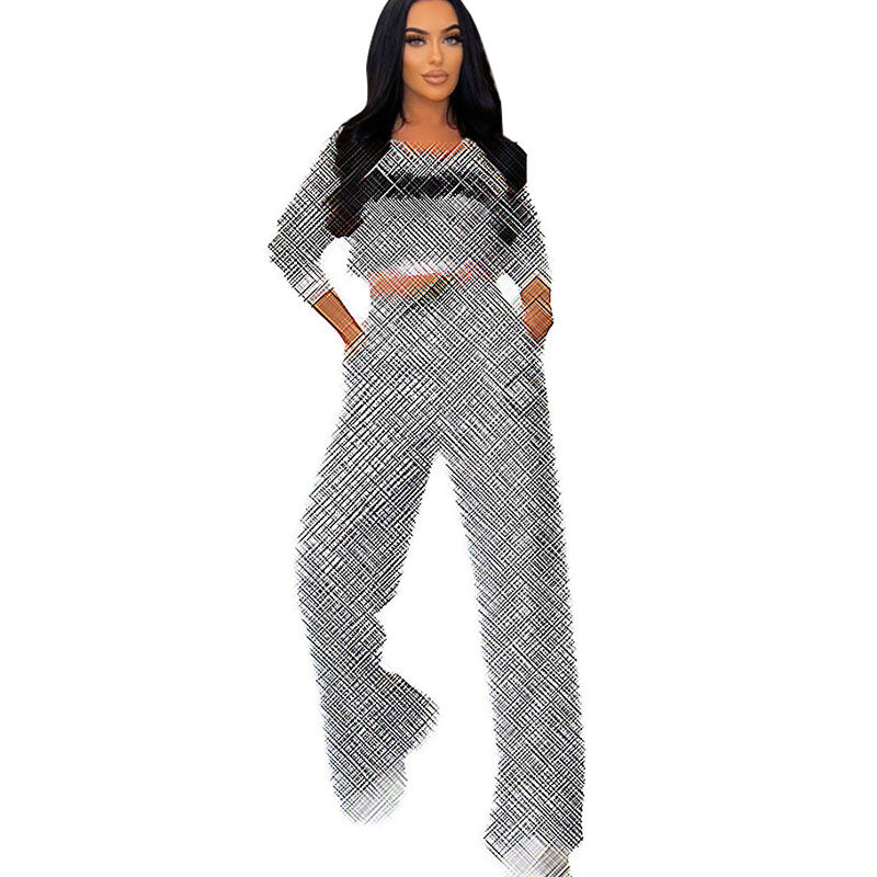 Stylish Long Sleeve Wide Leg Pants Two-Piece Set for Women | Trendy Lounge & Office Outfit | Perfect for Casual Wear, Work & Travel