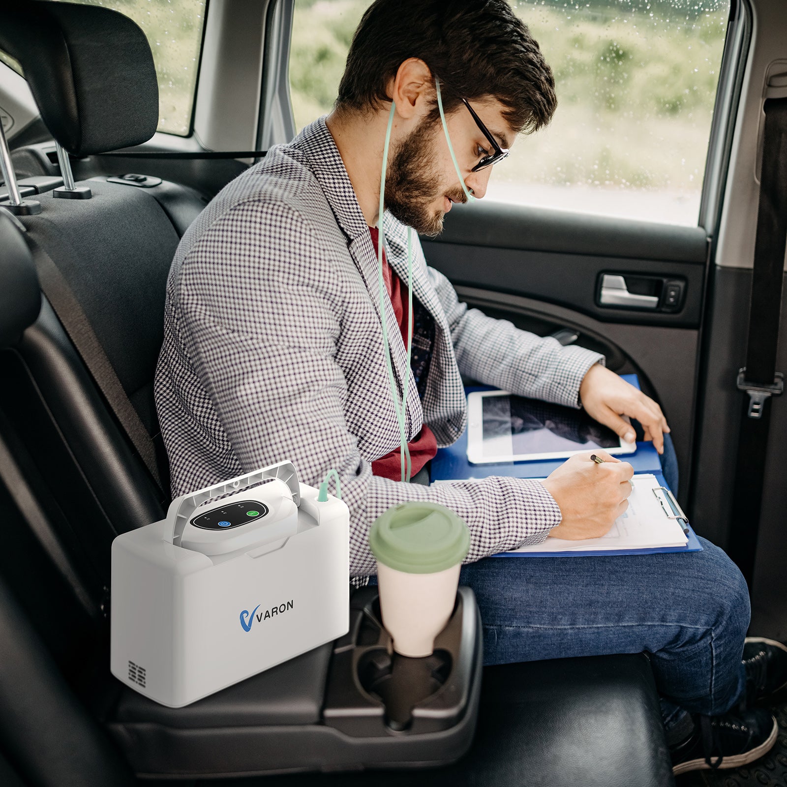 VARON Portable Oxygen Concentrator 3L/min with Carrying Case - Lightweight & Quiet for Travel, Home Use, and COPD Patients