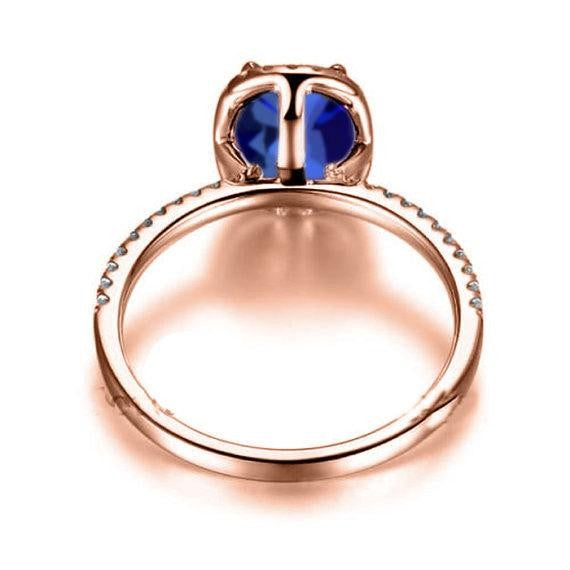 1.50 Carat Natural Blue Sapphire & Moissanite Diamond Engagement Ring for Women - 10K Rose Gold Wedding Band, Promise Ring, Anniversary Gift - Perfect for Proposals, Bridal Jewelry & Special Occasions