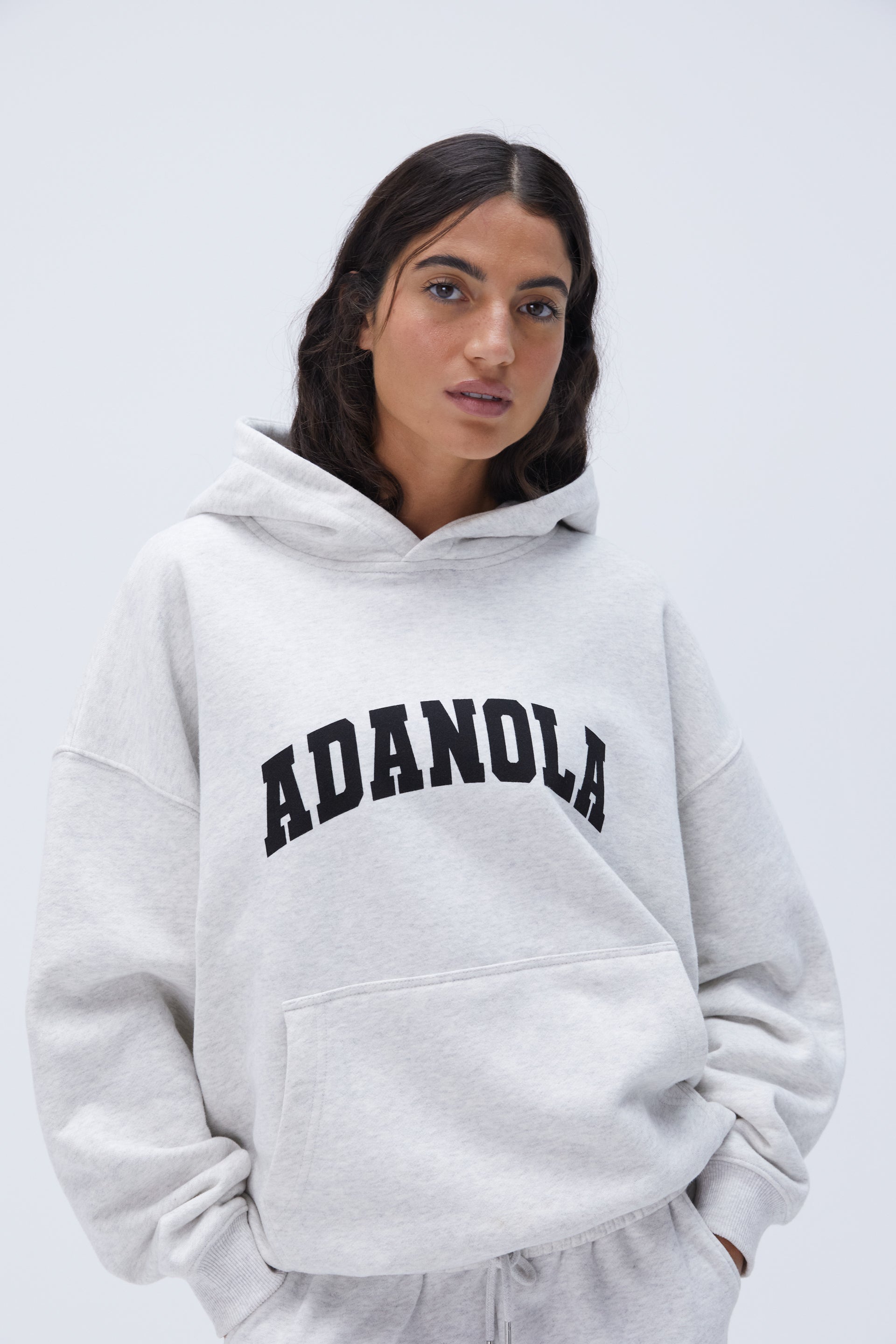 Varsity Oversized Hoodie - Light Grey Melange & Black | Cozy Pullover Sweatshirt for Men & Women | Perfect for Casual Wear, Gym, and Street Style