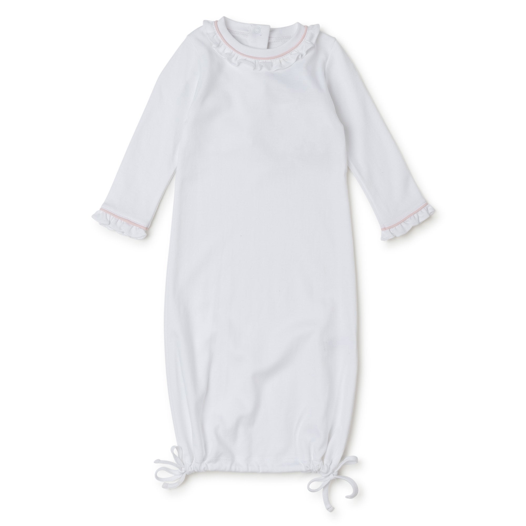 Georgia Girls' Daygown Dress - White with Light Pink Piping | Vintage Floral Cotton Dress for Toddler Girls | Perfect for Easter, Birthday Parties & Family Photos