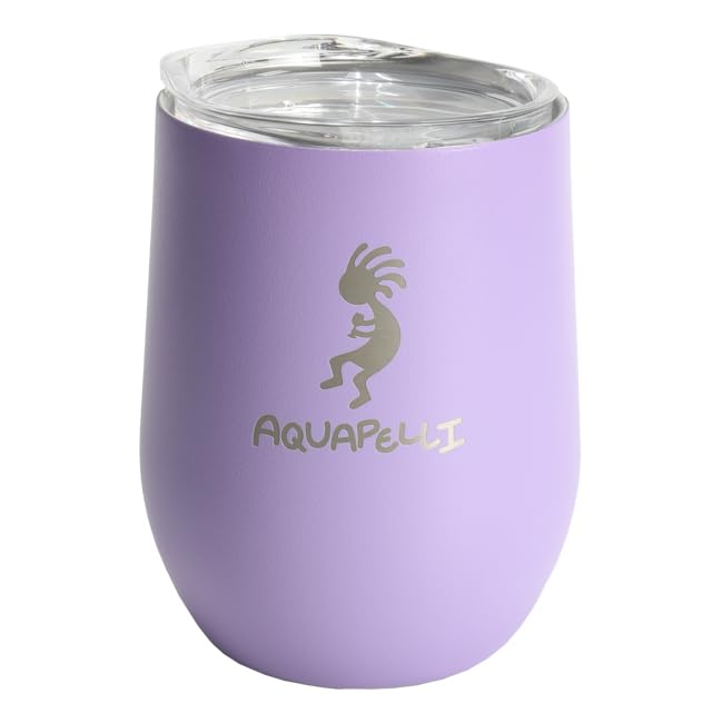 Aquapelli 12oz Vacuum Insulated Wine Tumbler with Lid - Viola Purple Stainless Steel Cup for Hot & Cold Drinks - Perfect for Wine Tasting, Picnics, and Outdoor Adventures