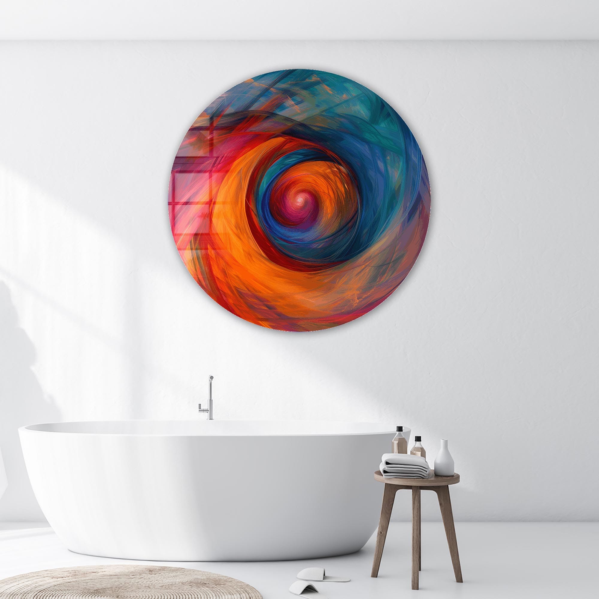 Elegant Rounded Glass Wall Art - The Portal - Modern Home Decor for Living Room, Bedroom & Office