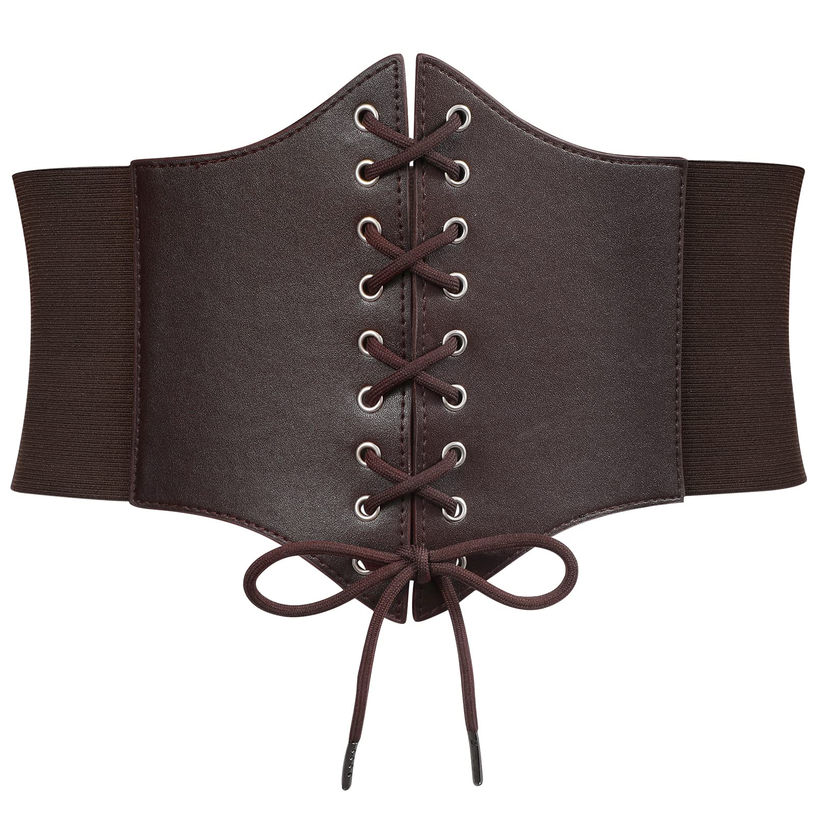 WERFORU Women's Corset Belt - Elastic Waist Cincher with Wide Retro Lace-Up Design, Adjustable Tied Waspie Waist Trainer for Shapewear & Costume - Perfect for Burlesque, Vintage Fashion, and Body Shaping