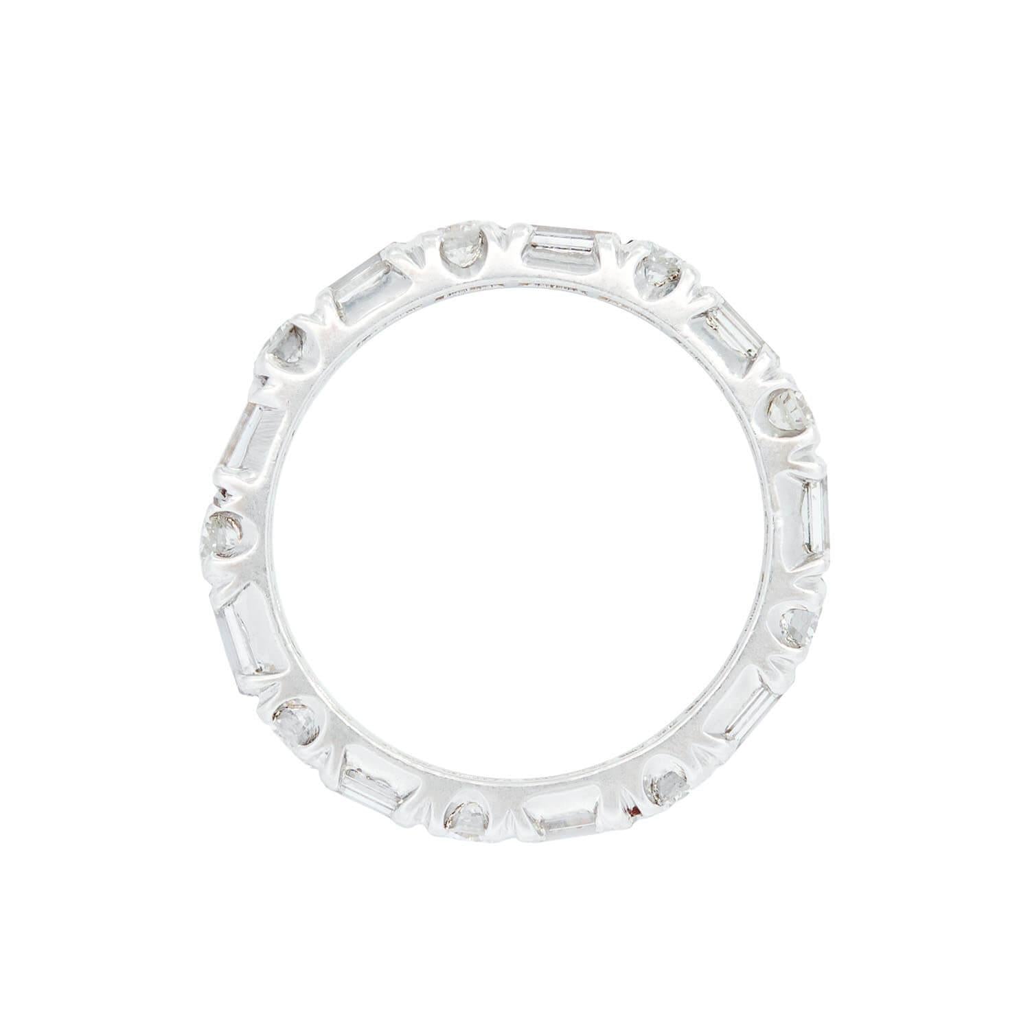 Platinum Mixed Cut Diamond Eternity Band for Women - Wedding, Anniversary & Special Occasion Jewelry Gift