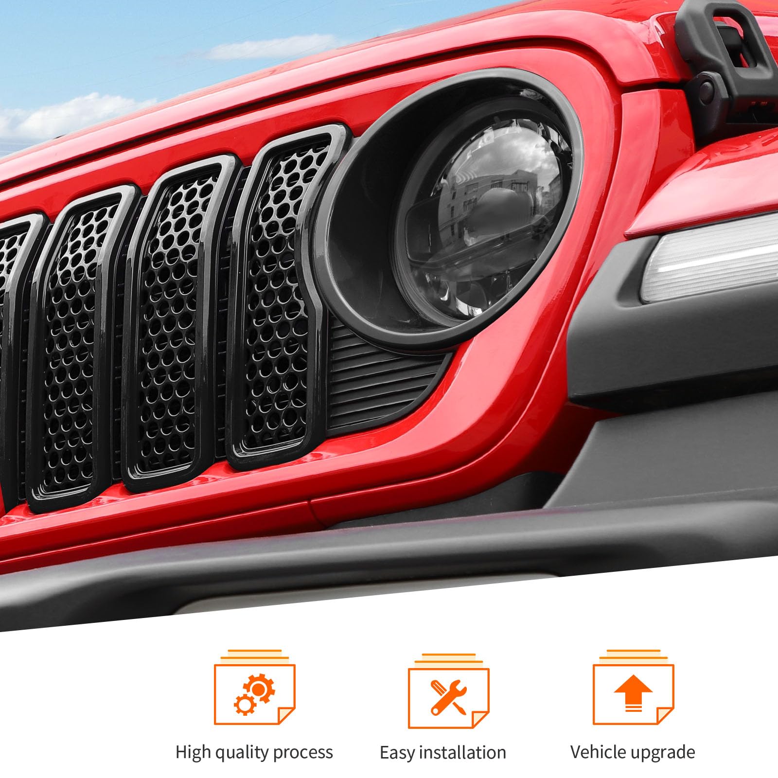 JeCar Black Mesh Grill Inserts for Jeep Wrangler JL 2024+ | Grill Covers & Headlight Covers Trim Kit Accessories | Off-Road Protection & Style Upgrade