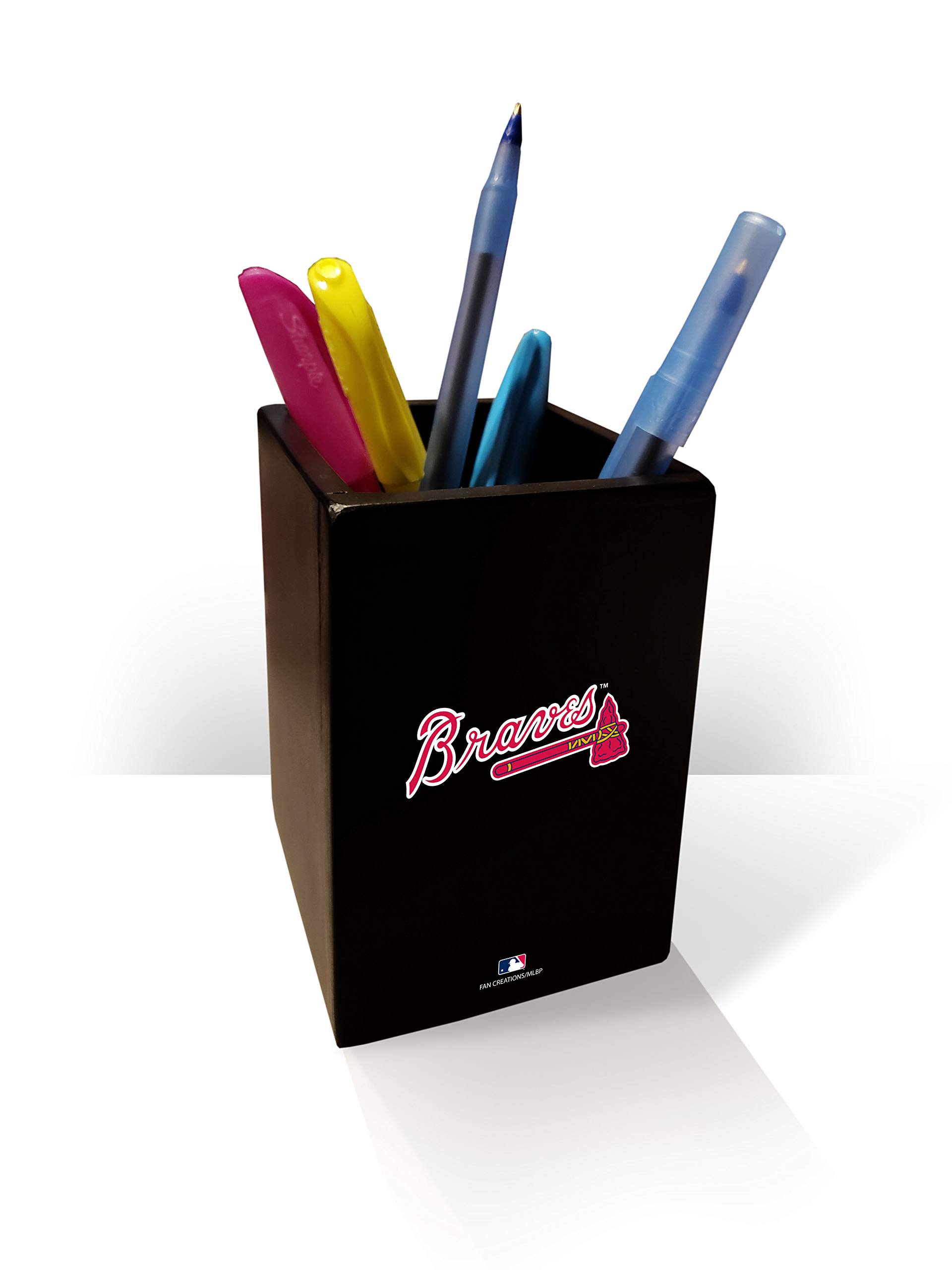 Fan Creations Braves Team Spirit Pen & Pencil Holder - Sports Fan Desk Organizer - Red, Black & White - Perfect for Office, School & Home Decor
