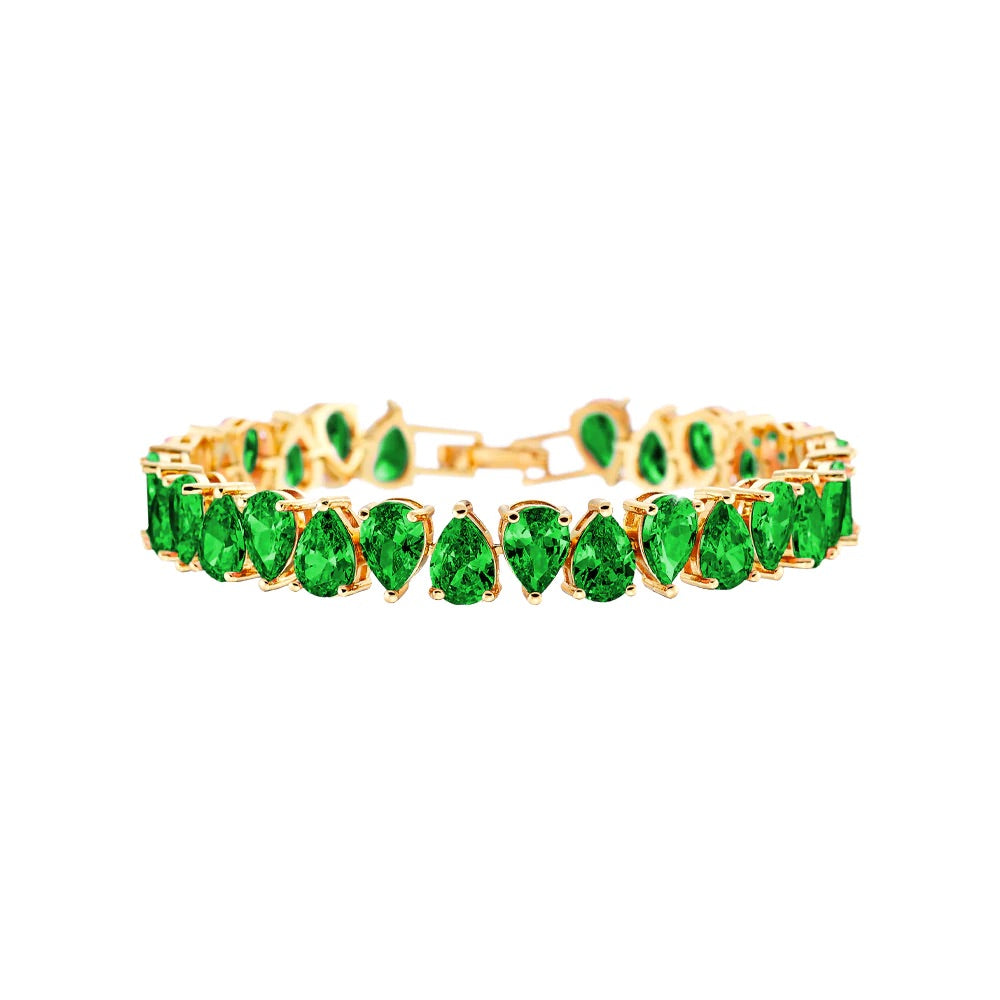 Elegant Gold Tennis Bracelet with Green Zirconia Stones - Perfect for Women's Fashion Jewelry, Gift Giving & Special Occasions