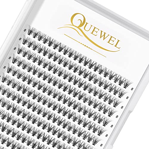 QUEWEL 240Pcs Individual Cluster Lashes - 20D 0.07D 8mm Knot-Free Eyelash Extensions, Soft & Natural DIY False Eyelashes for Home Use - Perfect for Bridal, Party, and Daily Makeup Looks