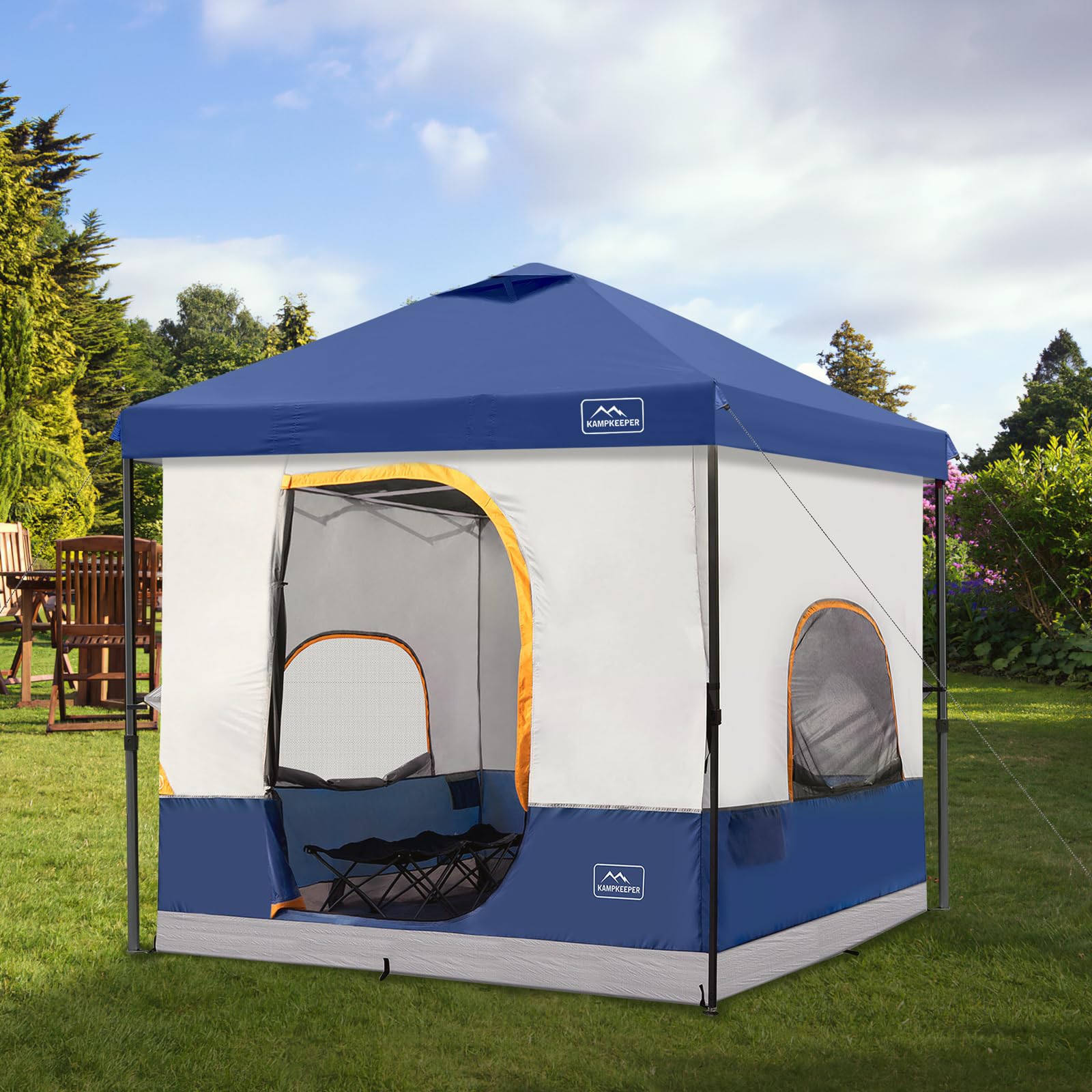 KAMPKEEPER 6-Person Camping Tent - 10x10 FT Pop Up Canopy Tent with Removable Inner Tent | Converts Straight Leg Canopy to Camping Shelter | Includes Frame & Fully Vented Roof | Perfect for Family Camping, Backpacking & Outdoor Adventures